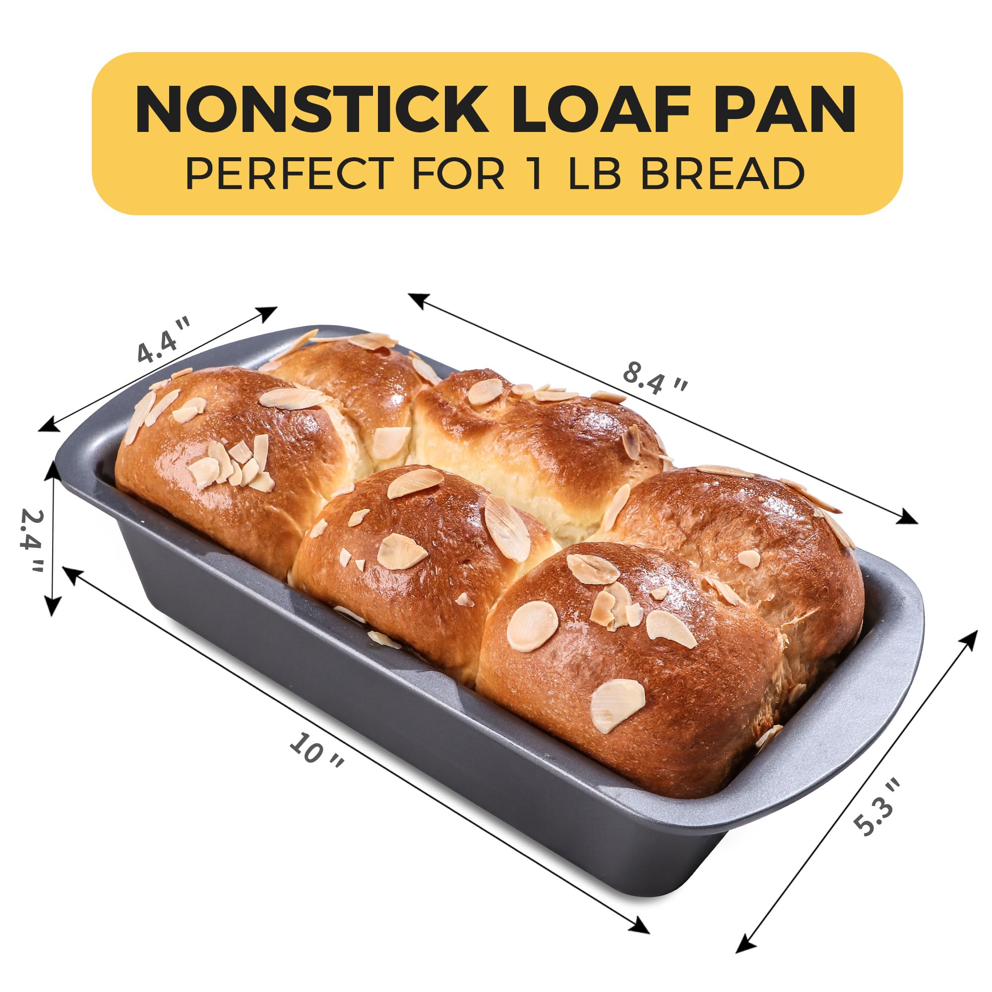 HONGBAKE Mini Loaf Pan for Baking Bread, 6 x 3.3 x 2 In Nonstick Small Banana Bread Tins Set of 3, Tiny Carbon Steel Meatloaf Pan - Dark Grey
