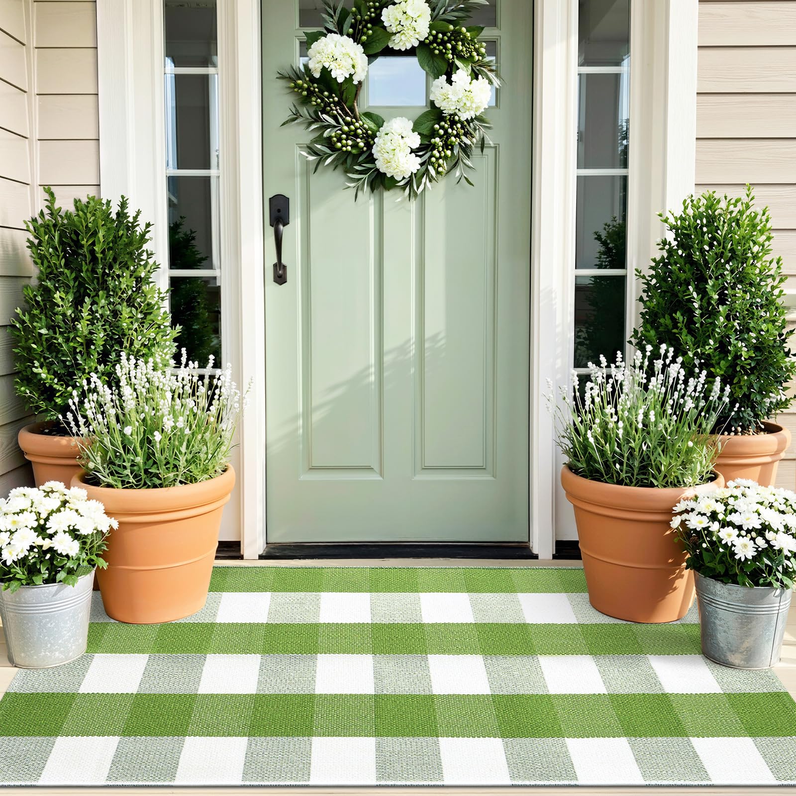 OLANLY Black and White Striped Rug 2'4" x 3'7" (27.5" x 43") – Washable Cotton Indoor Outdoor Doormat for Front Door, Entryway, Kitchen, Porch, Patio Decor
