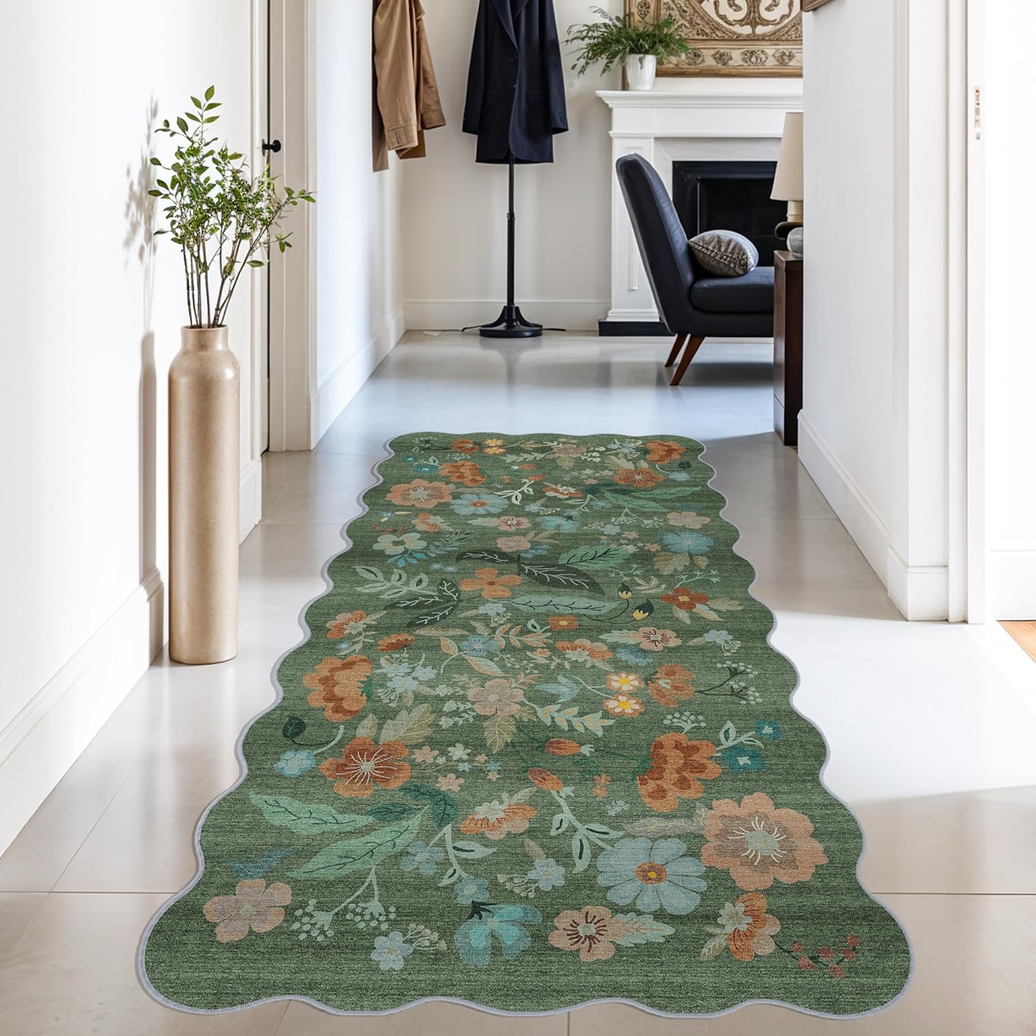 Washable 2x3 Entryway Area Rug - Neutral Kitchen Rug Runner Vintage Soft Floor Mat Non Slip Indoor Farmhouse Carpet for Bathroom Living Room Bedroom (2 X 3, Beige)