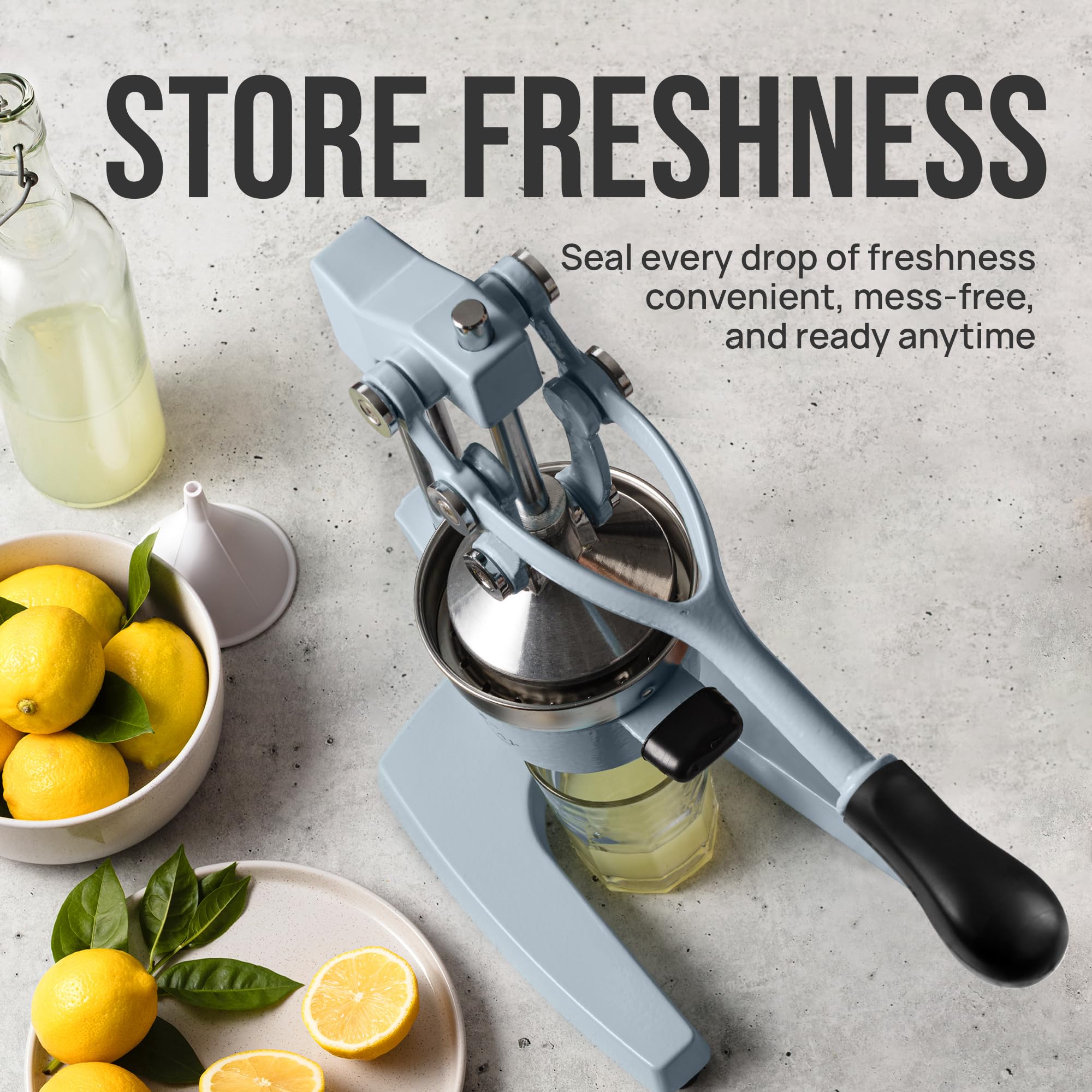 Zulay Kitchen Cast Iron Juicer - Easy-to-Clean Heavy-Duty Manual Juicer, Professional Citrus Juicer - Stainless Steel Lemon Squeezer - Manual Citrus Press & Orange Squeezer - Orange Juicer (Black)