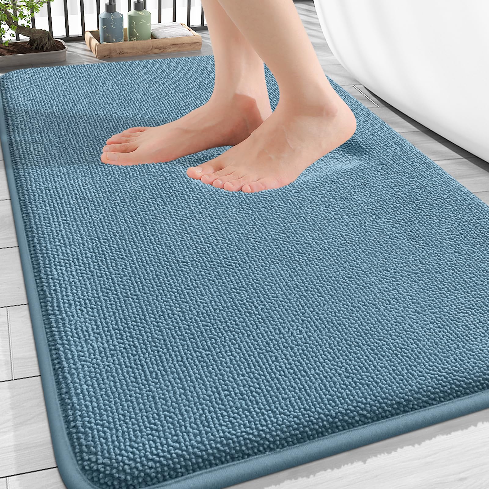 OLANLY Thick Memory Foam Bath Mat Rug 30x20, Extra Soft Absorbent Bathroom Rugs, Quick Dry Bath Mats, Non-Slip, Machine Washable Carpet for Bathroom, Tub and Shower, Home Decor Accessories, Grey
