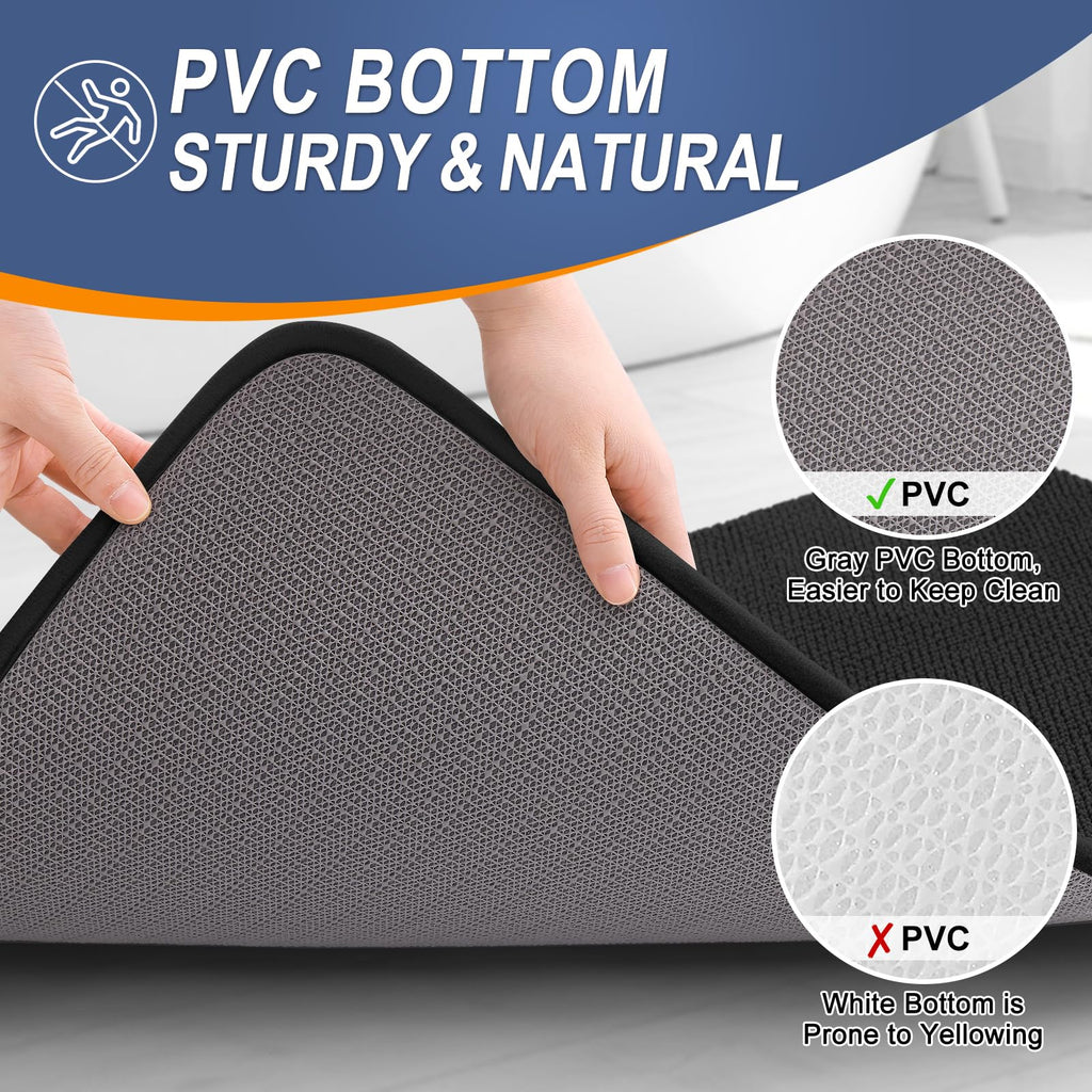 OLANLY Bathroom Rugs Sets 2 Piece, Soft Absorbent Memory Foam Bath Rug Set, Non-Slip, Quick Dry, Machine Washable Bath Mats for Bathroom, Home Decor Accessories (30"x20"+24"x16", Grey)