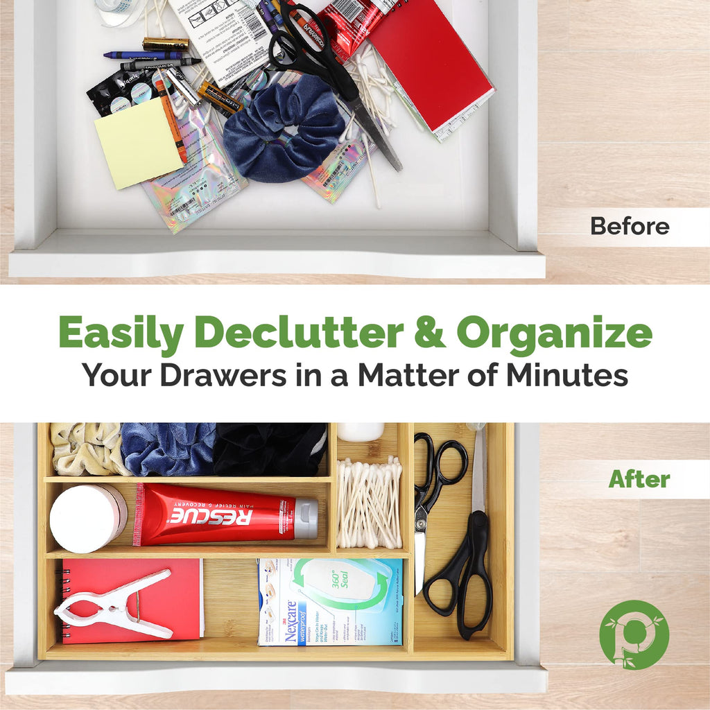 Silverware Organizer - Expandable Kitchen Drawer Organizer - Adjustable Kitchen Drawer Organizer for Utensils, Expandable to 22 Inches Wide, 10 Compartments, Silverware Tray for Drawer