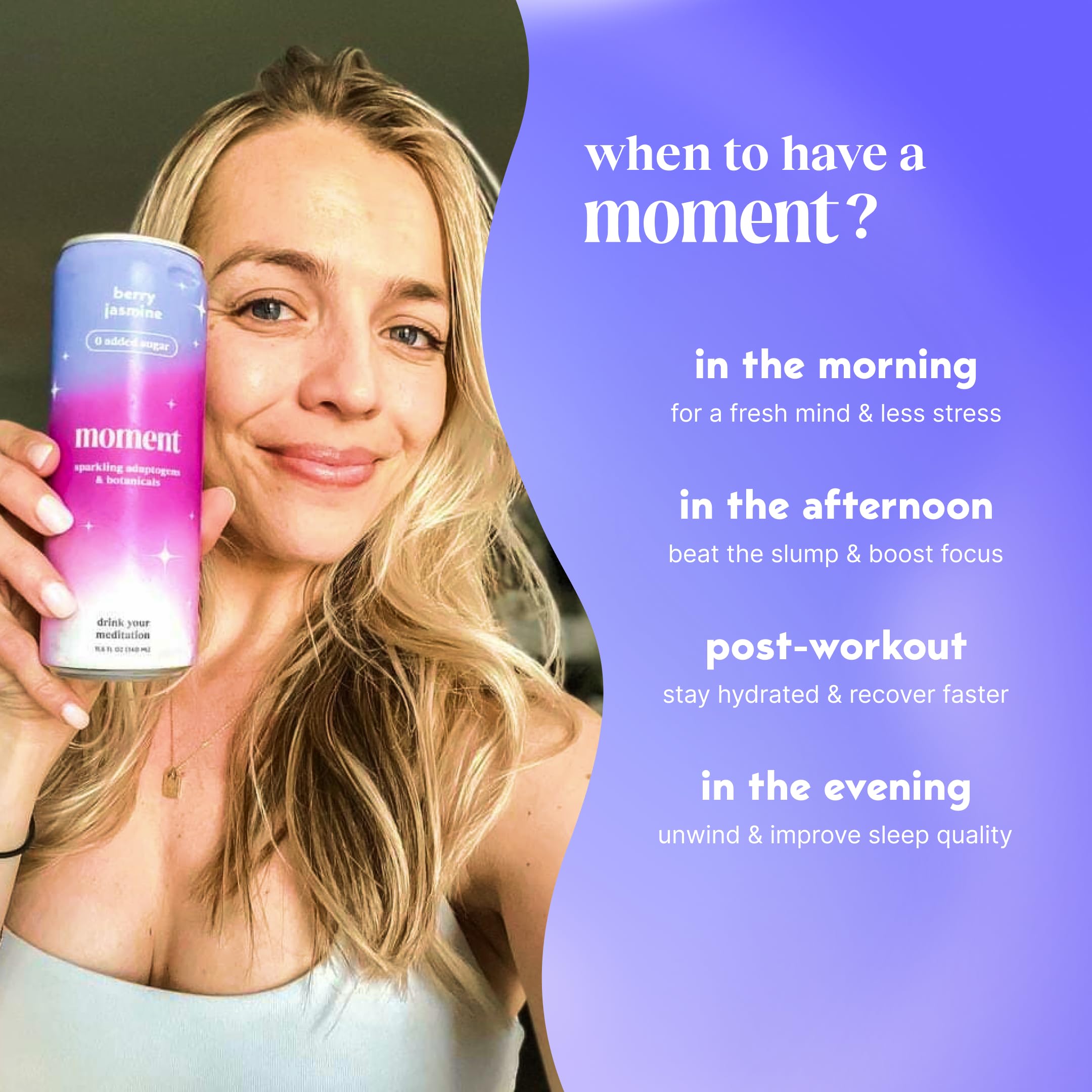 Moment Botanical Soda (Shark Tank) - Calm, Clarity & Relaxation with L-Theanine & Ashwagandha - Non Alcoholic Drinks for Adults - Sparkling Adaptogen Drink - 0 Sugar 0 Caffeine - 12 Pack 11.5 fl oz