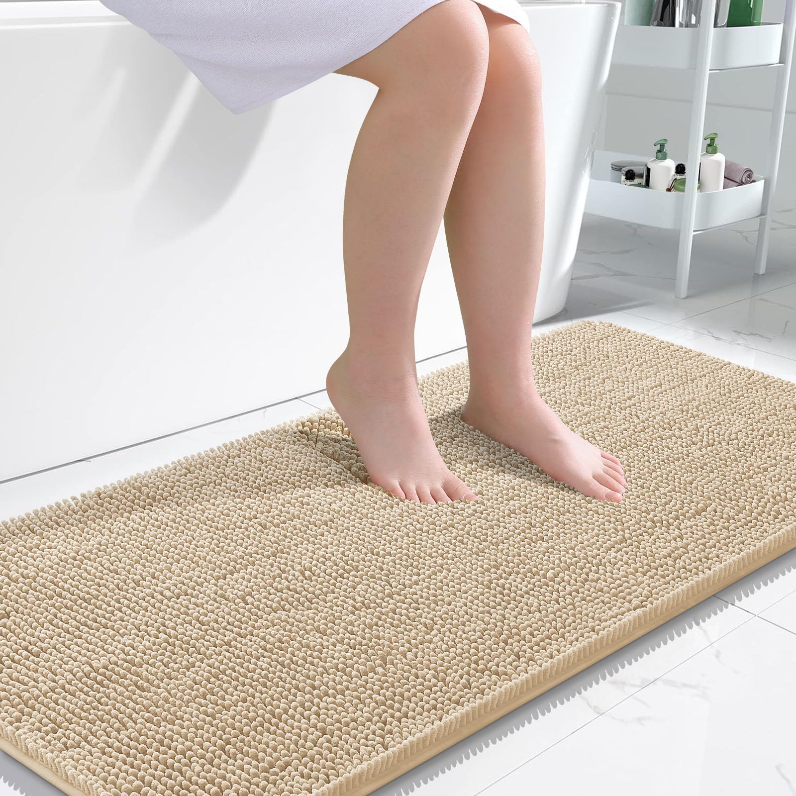 OLANLY Bathroom Rugs 30x20, Extra Soft Absorbent Chenille Bath Rugs, Rubber Backing Quick Dry, Machine Washable Bath Mats for Bathroom Floor, Tub and Shower, Home Decor Accessories, Grey