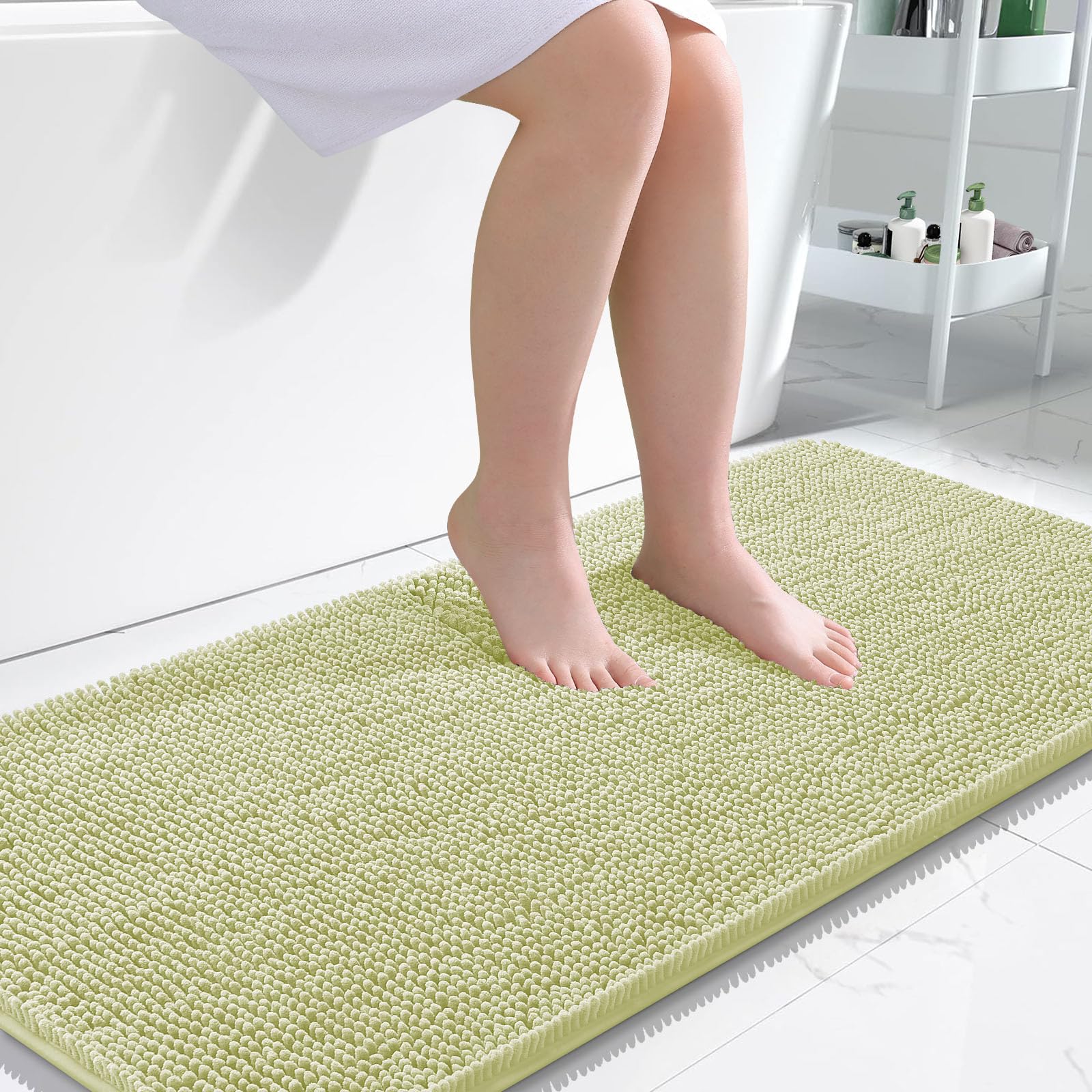 OLANLY Bathroom Rugs 30x20, Extra Soft Absorbent Chenille Bath Rugs, Rubber Backing Quick Dry, Machine Washable Bath Mats for Bathroom Floor, Tub and Shower, Home Decor Accessories, Grey