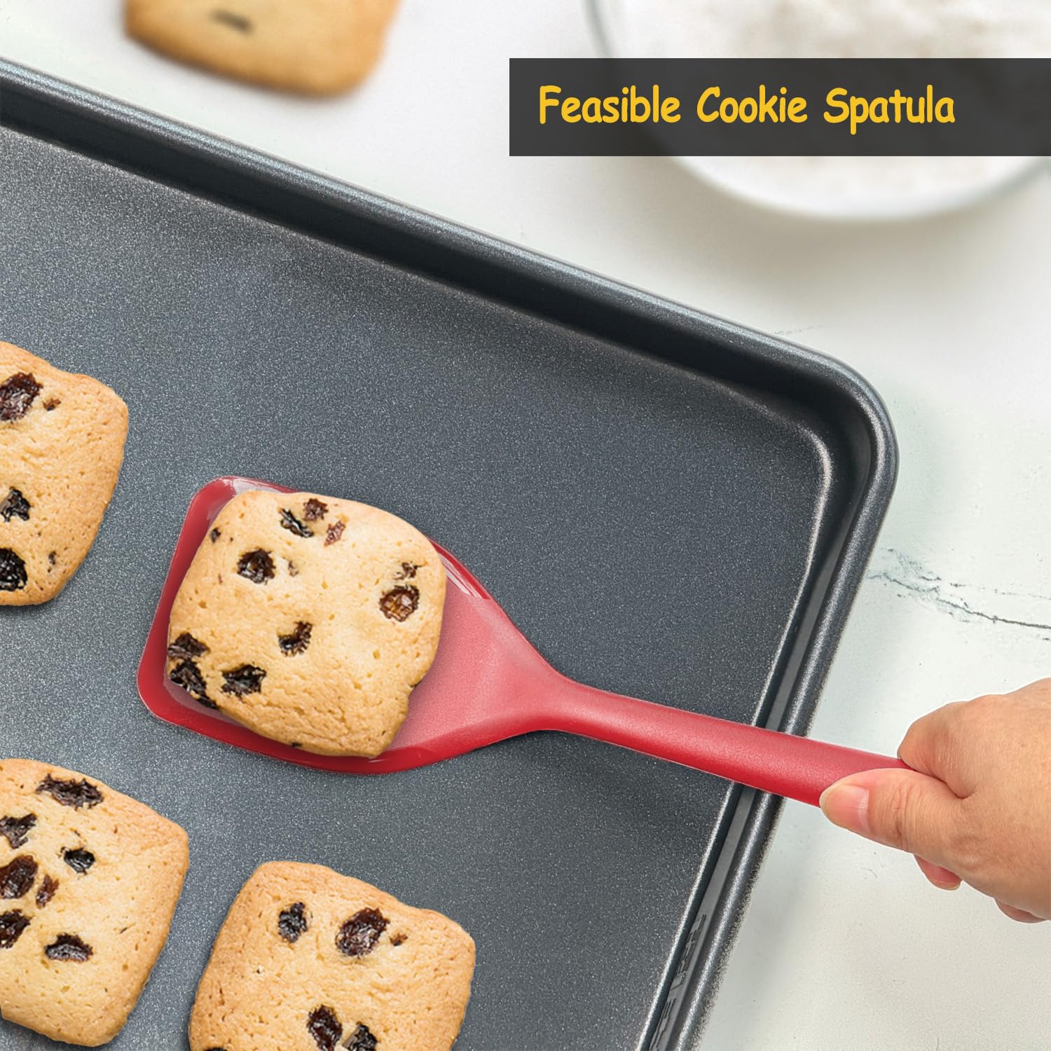 Silicone Spatula Set, 600°F Heat Resistant Silicone Spatula Turner Flipper for Cooking, Non Stick and Non Scratch Kitchen Utensils for Eggs & Pancakes, 4 Pack, Black