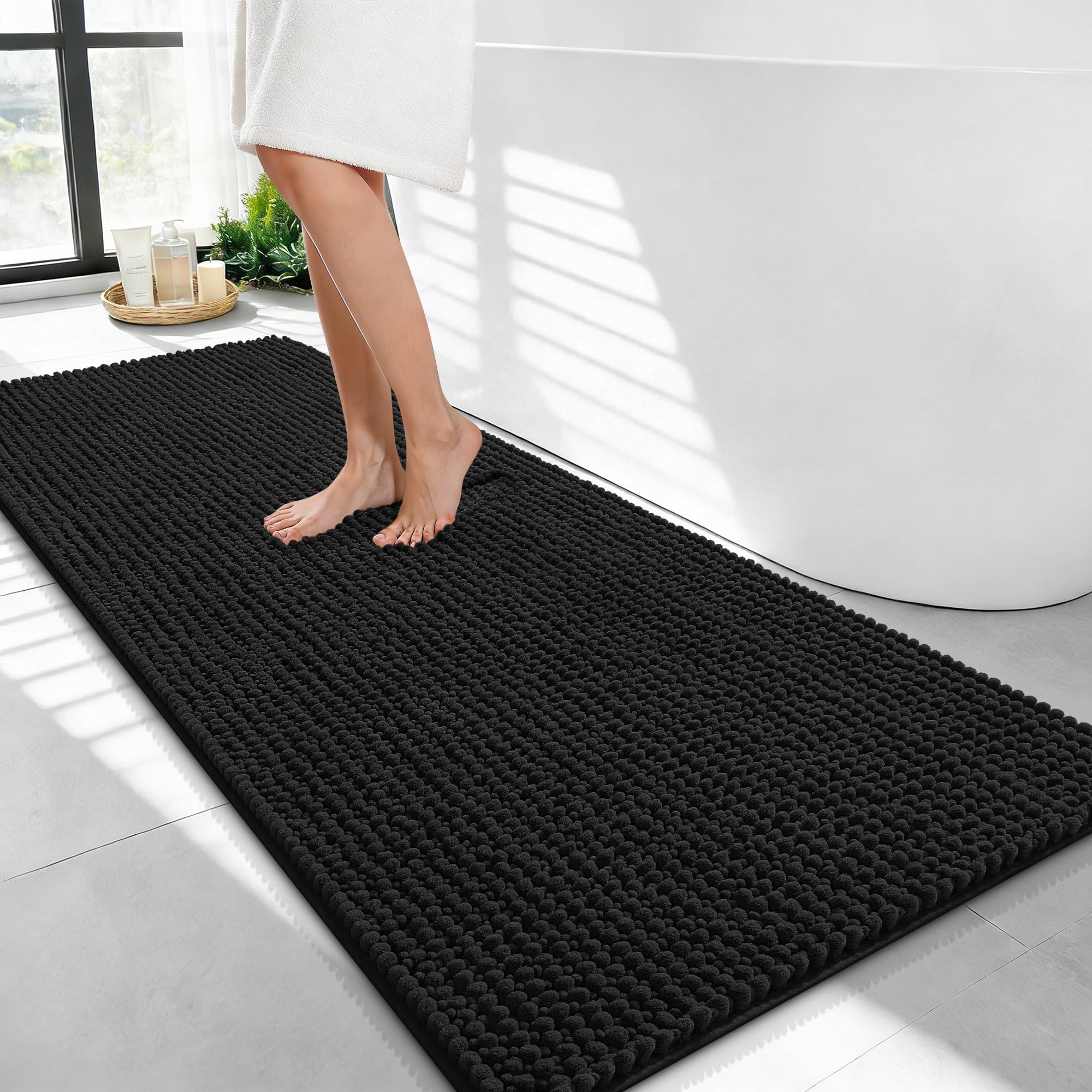 OLANLY Thick Bathroom Rugs 30x20, Extra Soft Absorbent Chenille Bath Rugs, Rubber Backing, Machine Wash Dry, Bath Mats for Bathroom Floor, Tub and Shower, Home Decor Accessories, Grey