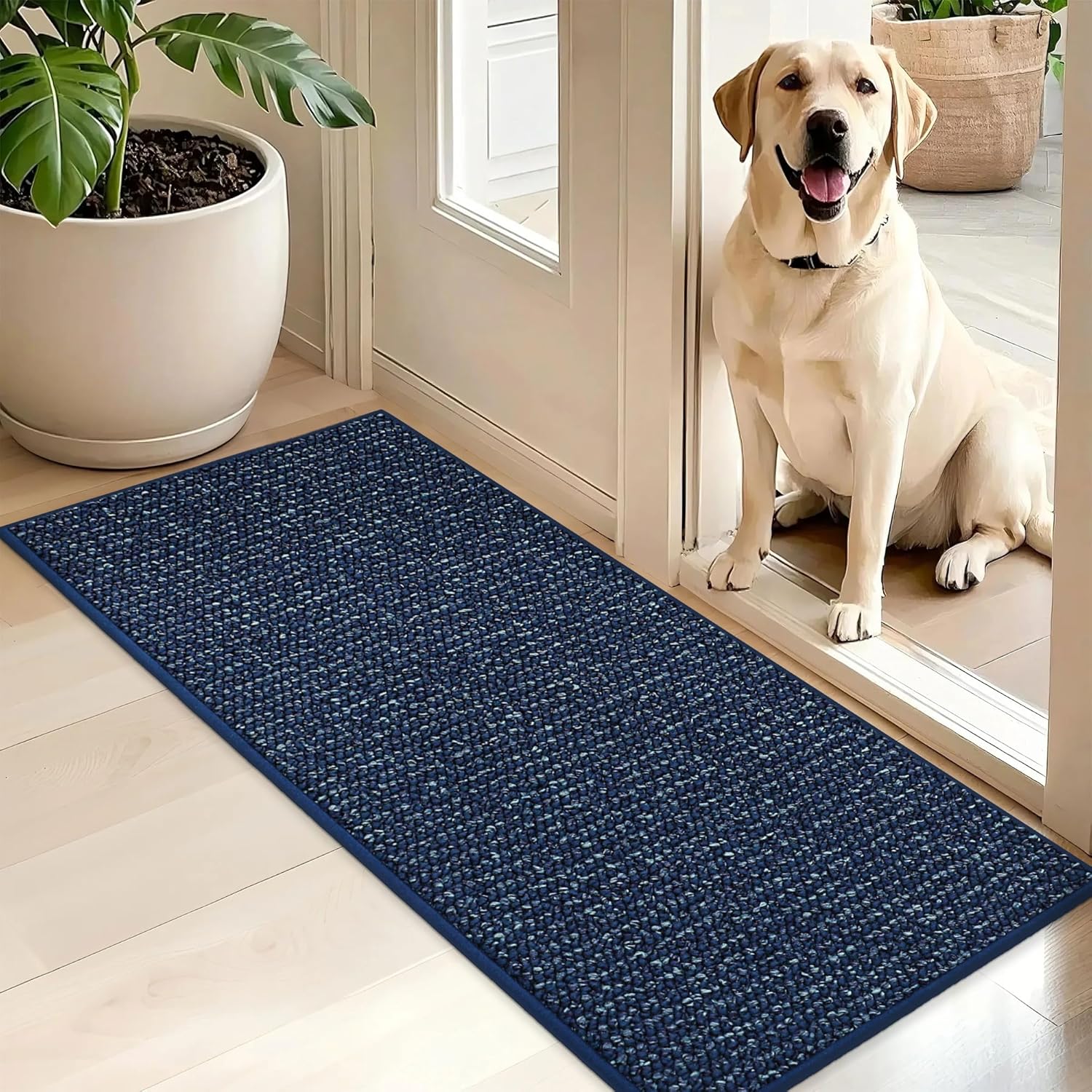 BEQHAUSE Dirt Trapper Door Mat 20" x 32", Non-Slip Washable Doormats Entrance Mat, Dirt Resistant and Absorbent Welcome Mat, Low Profile Floor Mats for Front Back Door and Entryway, Charcoal