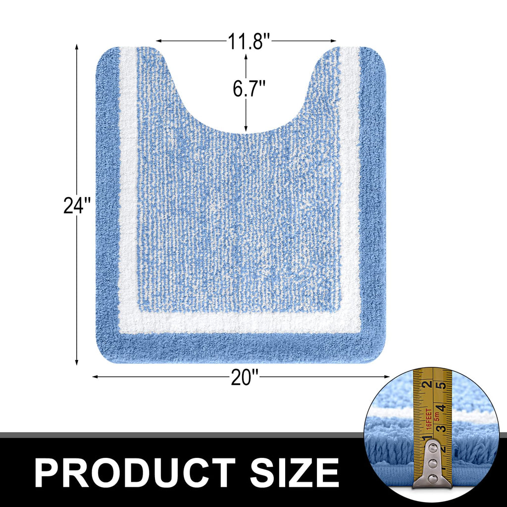 OLANLY Bathroom Rugs Sets 3 Piece, Soft Absorbent Microfiber Bath Mats and U-Shaped Contour Toilet Rug, Home Decor Accessories, Non-Slip, Bath Mat Set for Bathroom (30"x20"+24"x16"+24"x20", Grey)