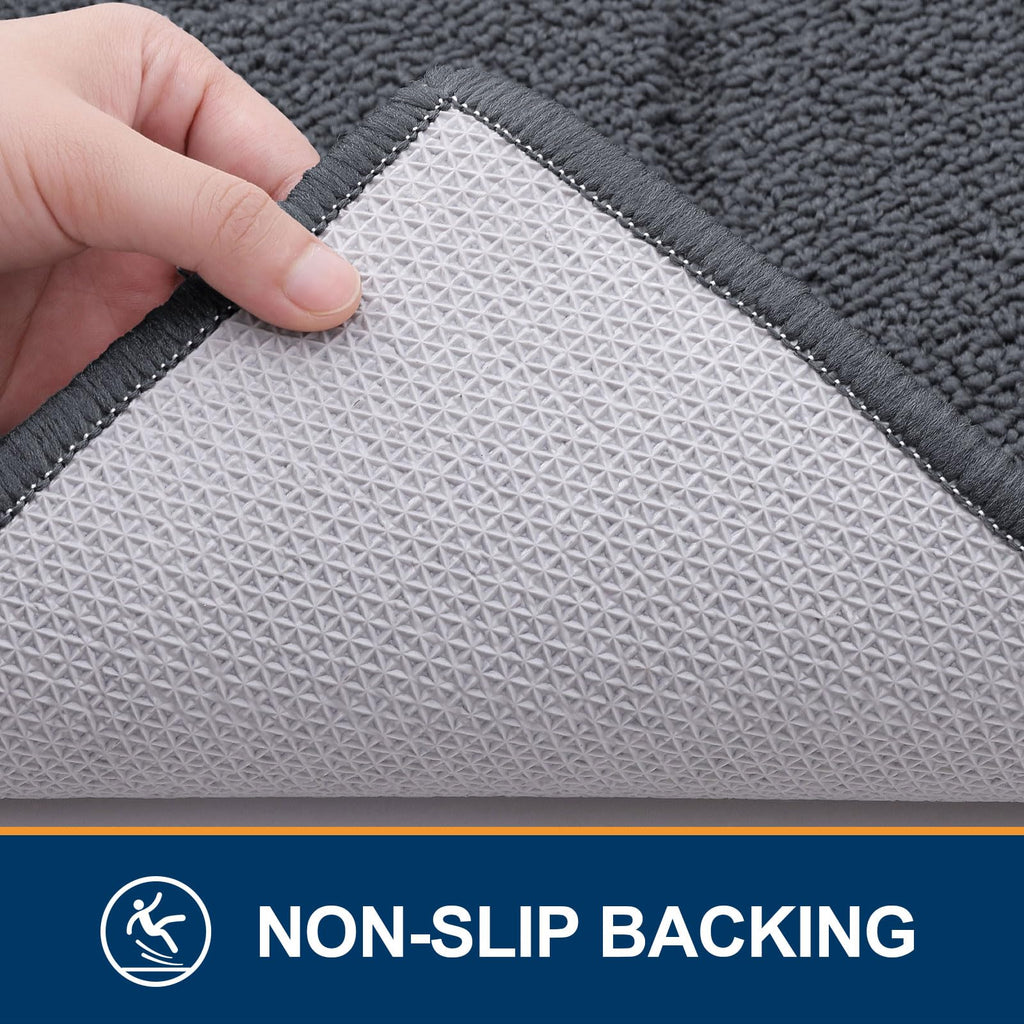 OLANLY Indoor Door Mat, 32x20, Dirt Resistant and Absorbent, Sturdy Non-Slip Rubber Backing, Easy to Clean, Washable Low-Profile Doormat for Entryway, Grey