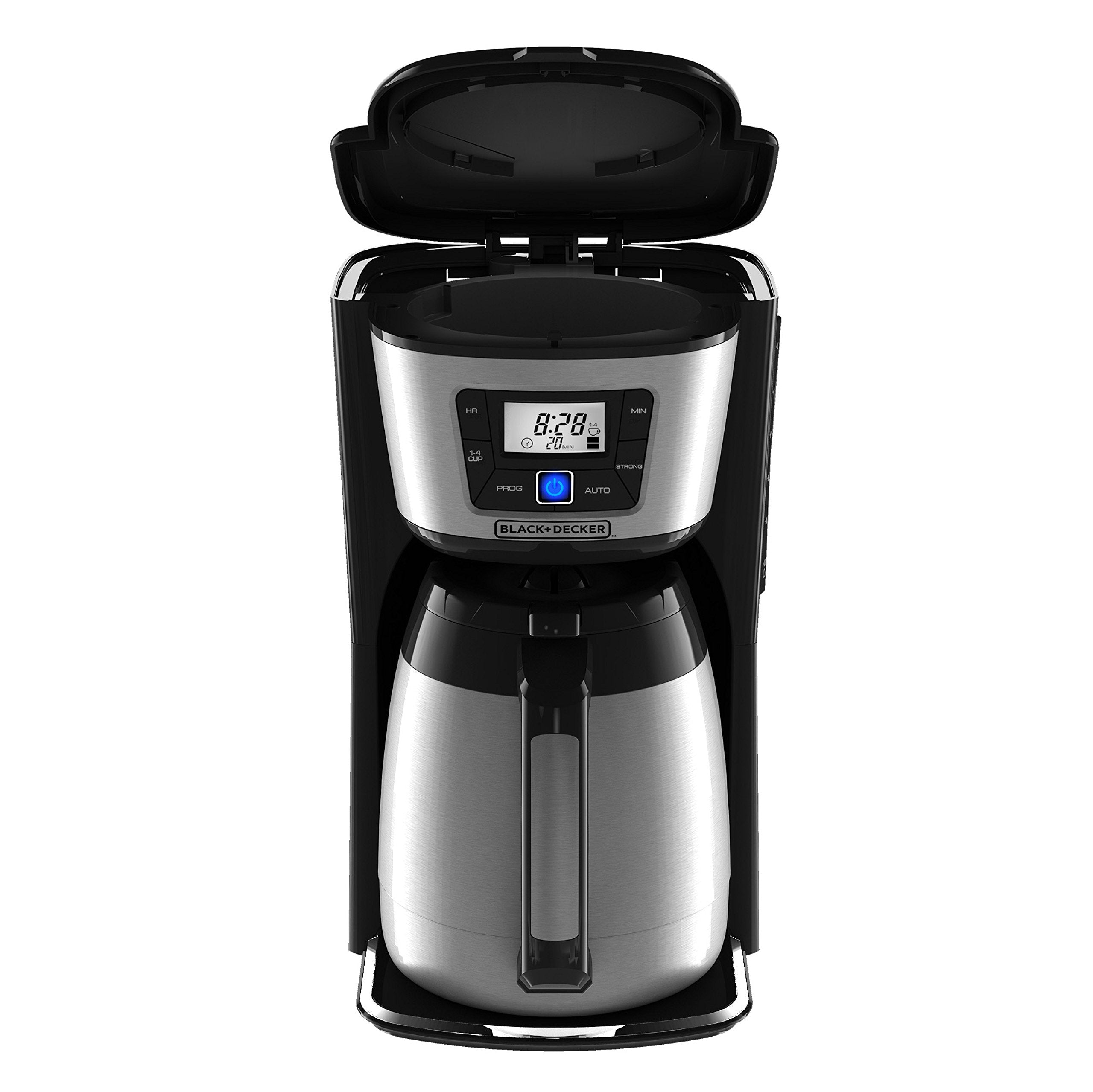 BLACK+DECKER 12 Cup Thermal Programmable Coffee Maker with Brew Strength and VORTEX Technology, Black/Steel, CM2046S