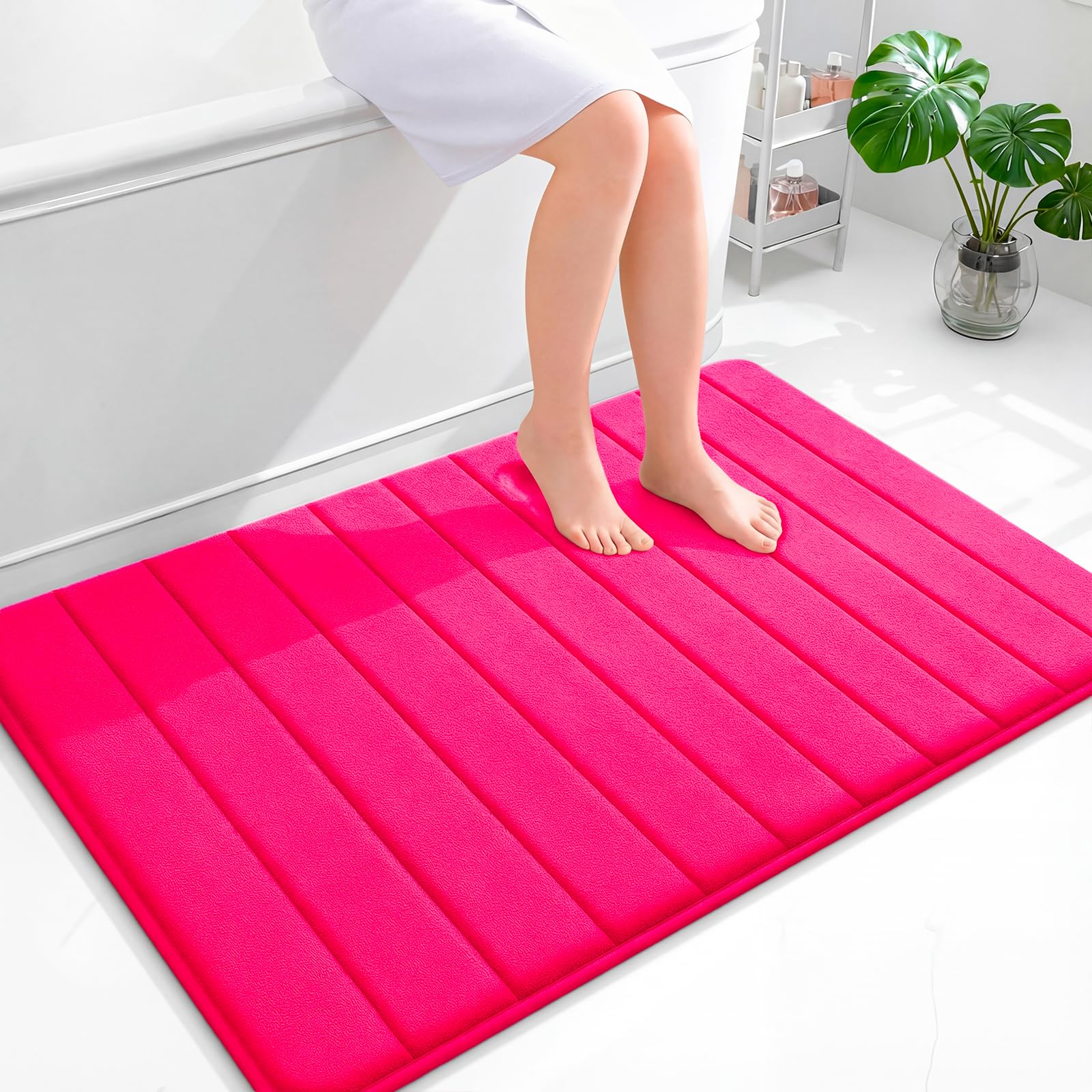 OLANLY Memory Foam Bath Mat 30x20, Super Soft Absorbent Bathroom Rugs, Quick Dry, Machine Washable Shower Floor Rugs, Bathmat Carpet, Bathroom Home Decor Accessories, Grey
