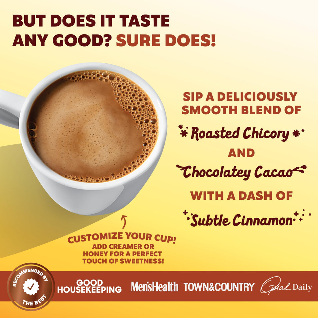 Joey Mushroom Coffee Alternative with Cacao Dandelion Root, and Chicory, Instant Mushroom Coffee Substitute with Superfoods, Vegan Gluten-Free Energy Drink for Focus and Calm, 18 Servings