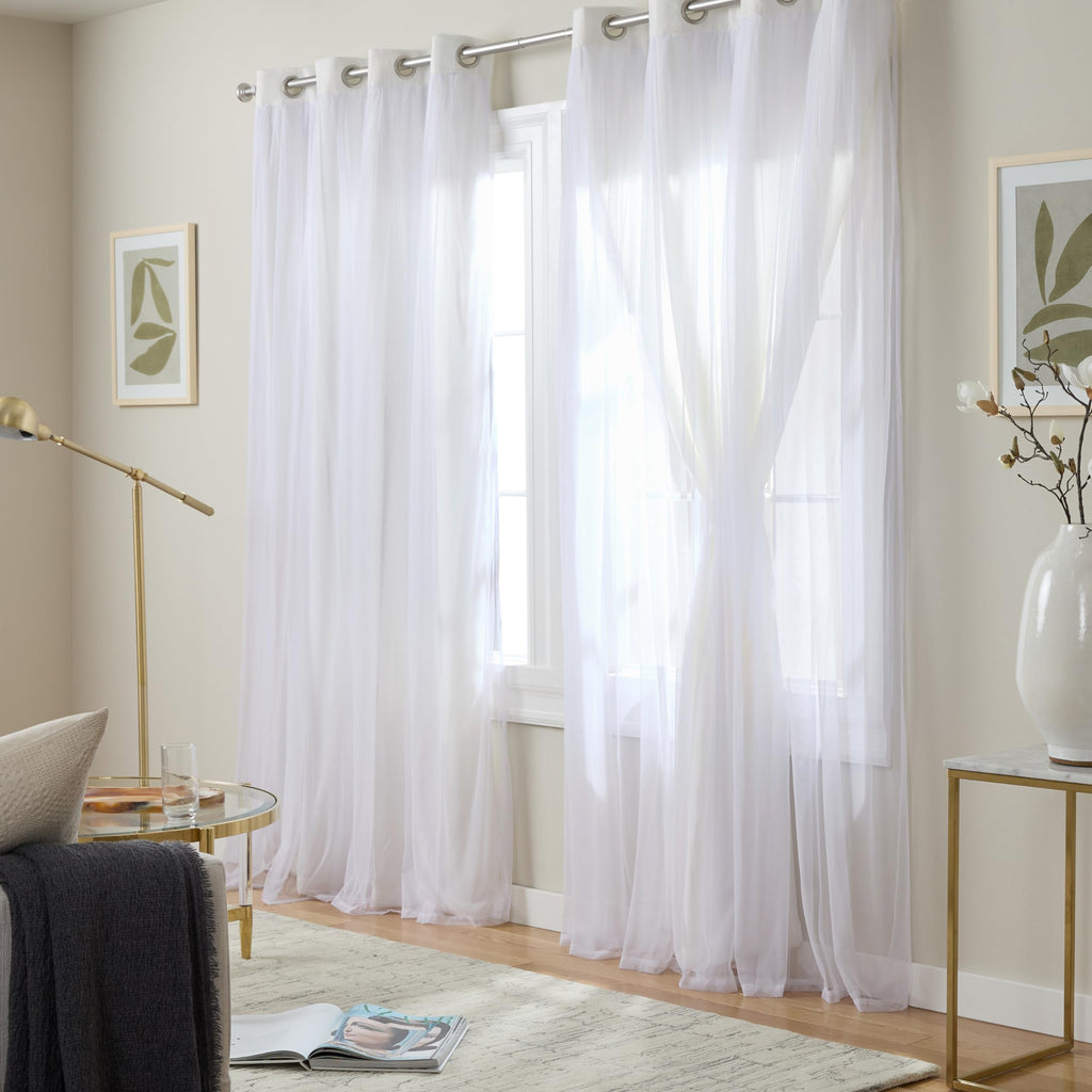 TOWN & COUNTRY LUXE Talia Double Layer Indoor Curtains, Sheer and Room Darkening Blackout, Grommet Top, Energy Efficient, 2-Pack Set, 52"x84", Rose Blush