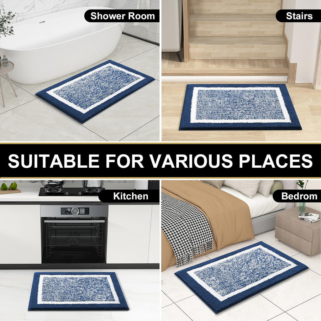 OLANLY Bathroom Rugs Sets 3 Piece, Soft Absorbent Microfiber Bath Mats and U-Shaped Contour Toilet Rug, Home Decor Accessories, Non-Slip, Bath Mat Set for Bathroom (30"x20"+24"x16"+24"x20", Grey)