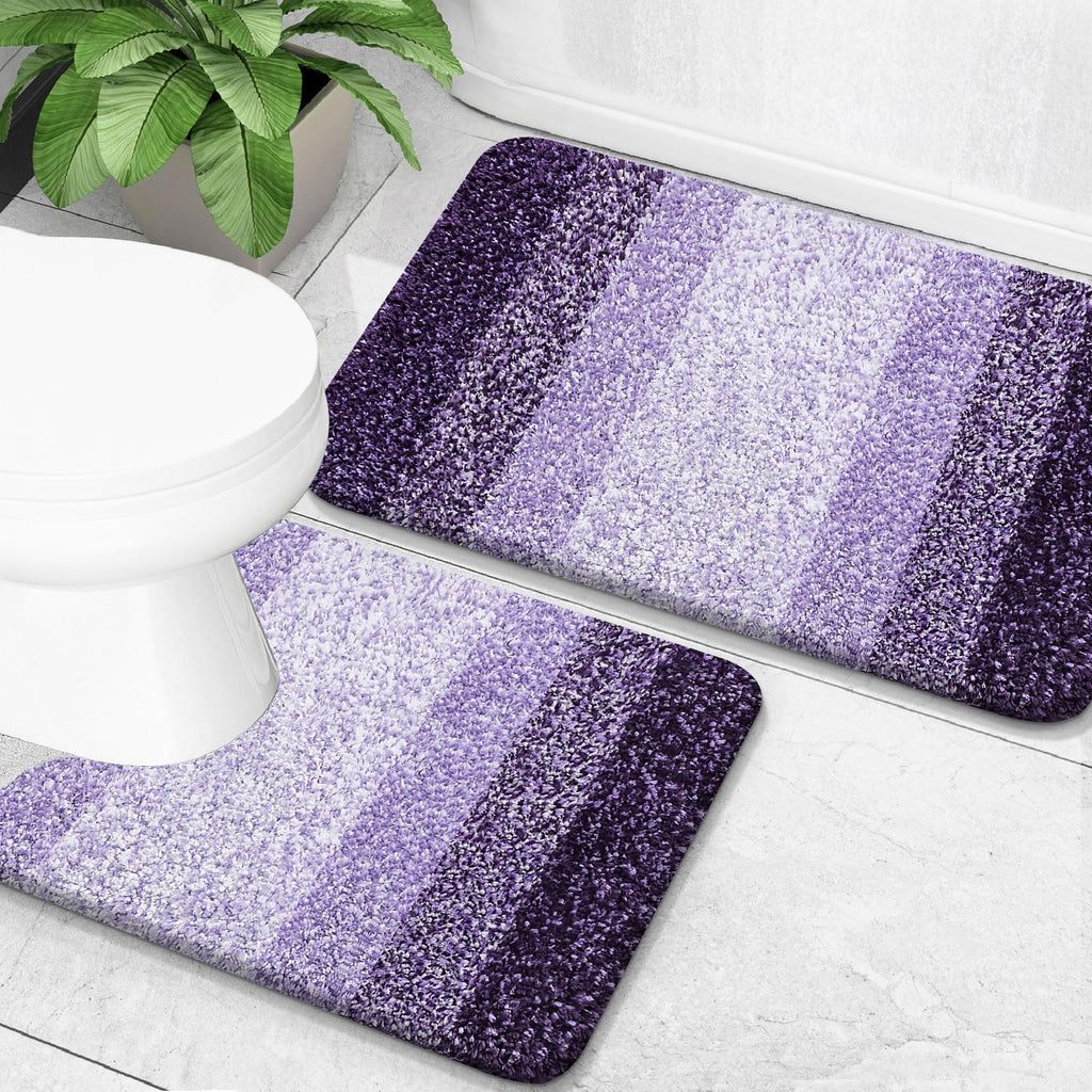 OLANLY Bathroom Rug Set 2 Piece, Soft Absorbent Microfiber Bath Mats and U-Shaped Contour Toilet Rug, Non-Slip, Machine Wash Dry, Plush Shaggy Bath Mats for Bathroom (24"x16"+24"x20", Grey)