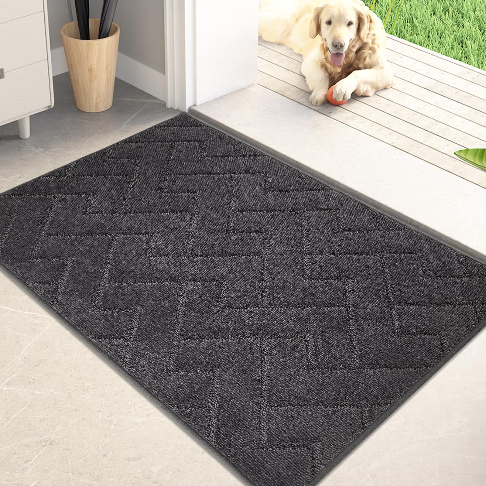 PURRUGS Dirt Trapping Door Mat 20" x 31.5", Non-Slip Machine Washable Entry Rug, Dog Doormat, Indoor Front Door Mat, Super Absorbent Entryway Rug for Muddy Shoes & Paws, Taupe