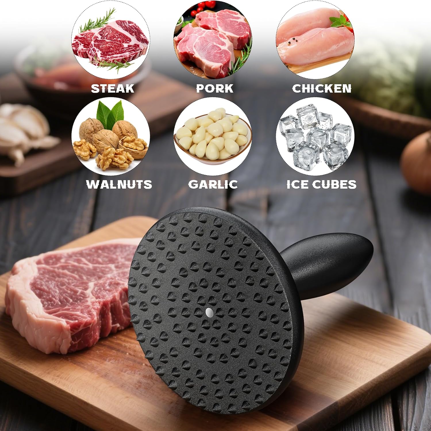Black Meat Chopper And Meat Tenderizer Tool