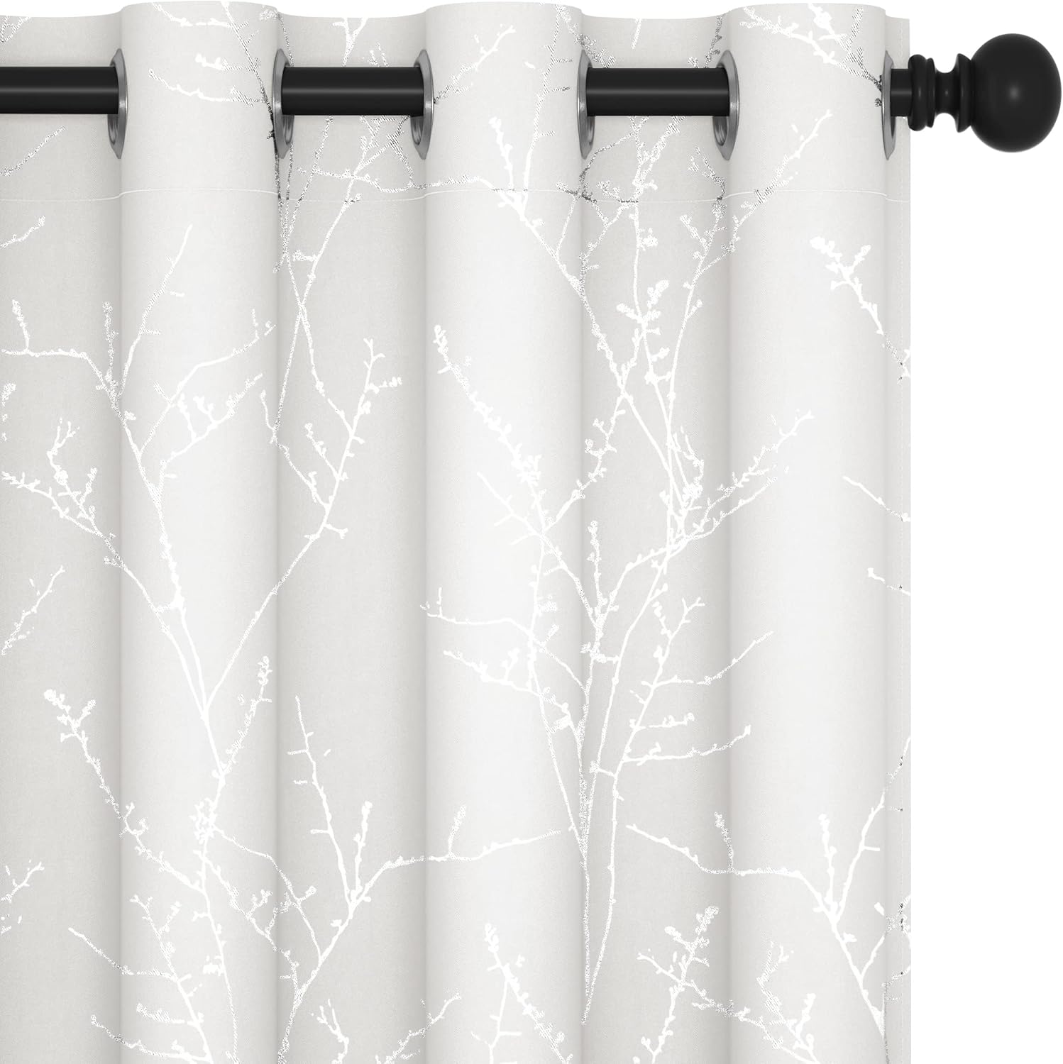 Deconovo Blackout Curtains, Grey Curtain, Thermal Insulated Soundproof Curtain Drapes, Wave Dot Foil Print, 52 x 84 Inch, 2 Panels, Machine‑Washable Privacy Window Drape for Bedroom Living Room Office
