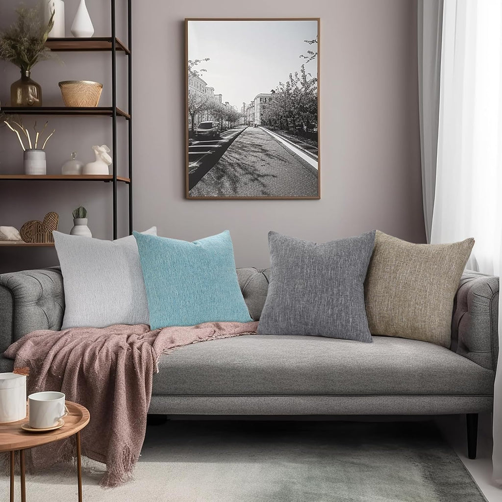 Grey Chenille Throw Pillow Covers