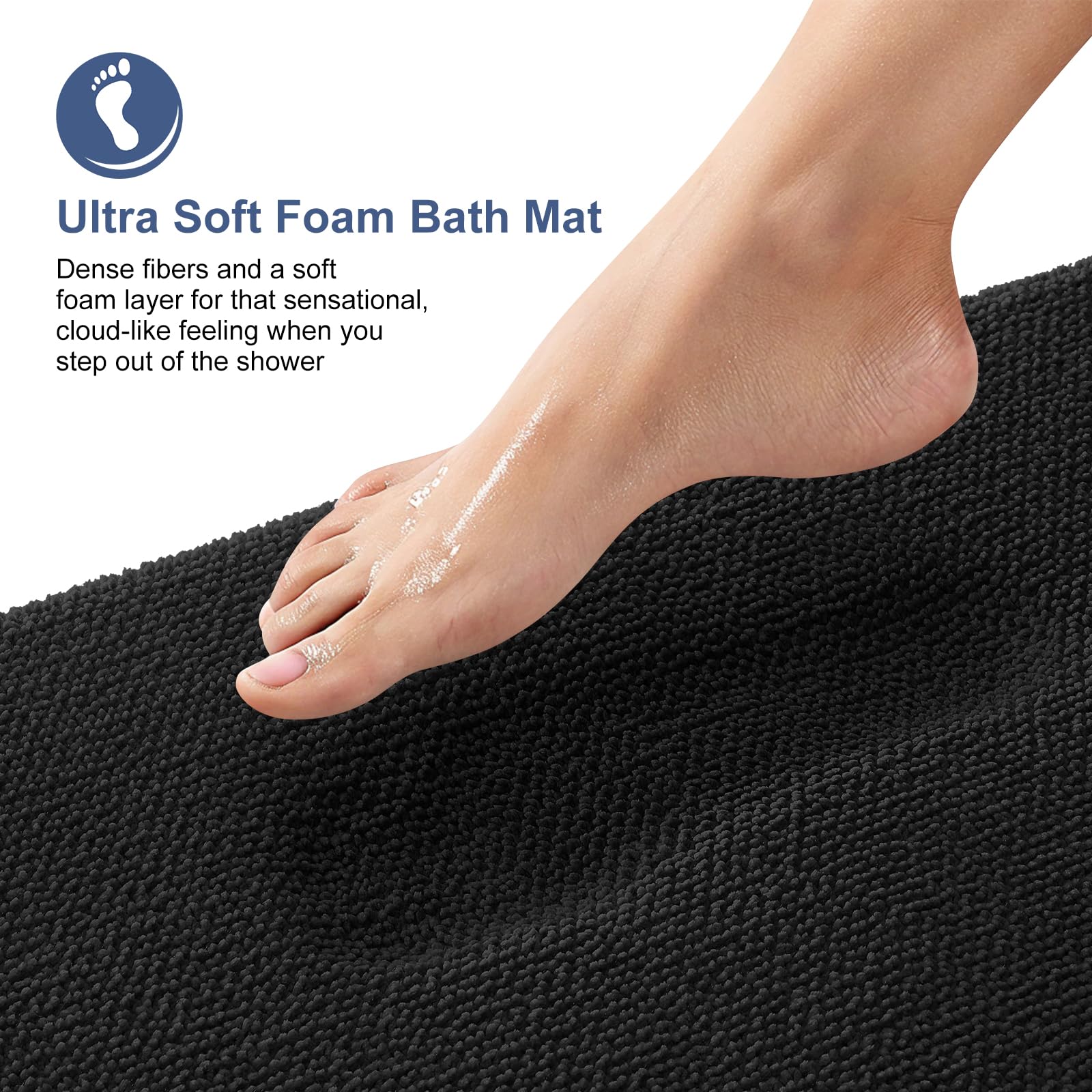 OLANLY Bathroom Rugs Sets 2 Piece, Soft Absorbent Memory Foam Bath Rug Set, Non-Slip, Quick Dry, Machine Washable Bath Mats for Bathroom, Home Decor Accessories (30"x20"+24"x16", Grey)