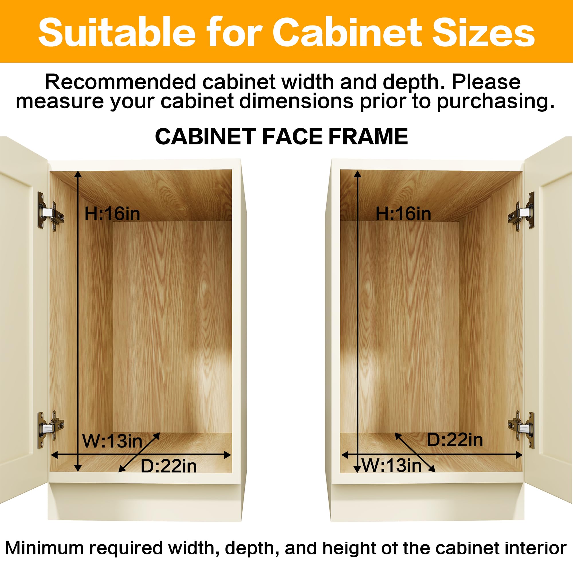 2-Tier Kitchen Cabinet,Pull Out Cabinet Organizer,Shelf and Drawer Organizer Slide Out Pantry Storaqe Basket in Multiple Sizes (12" W x21 D)