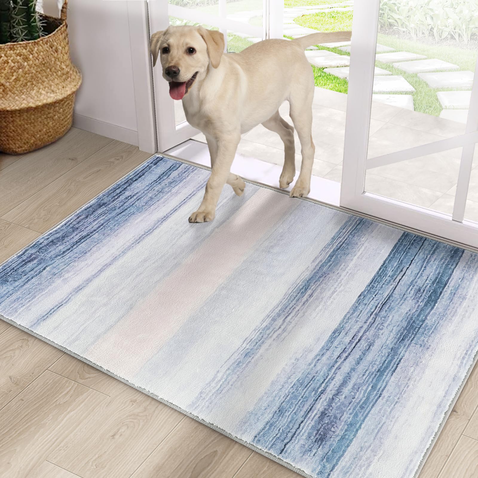 CRISTGEE Door Mat, Front Indoor Door Mat Faux Wool Non-Slip Entryway Rug Absorbent Abstract Throw Rug for Indoor Entrance Hallway Laundry Room, High Traffic Areas, 20X32 Inches, Gray Washable