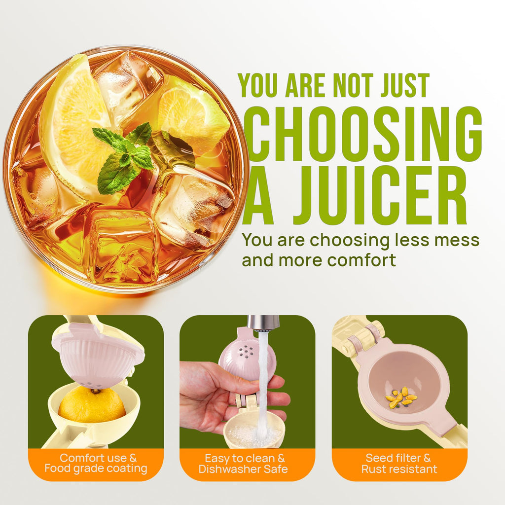 Zulay Kitchen Metal 2-in-1 Lemon Squeezer - Sturdy Max Extraction Hand Juicer Lemon Squeezer Gets Every Last Drop - Easy to Clean Manual Citrus Juicer - Easy-Use Lemon Juicer Squeezer - Yellow/Green