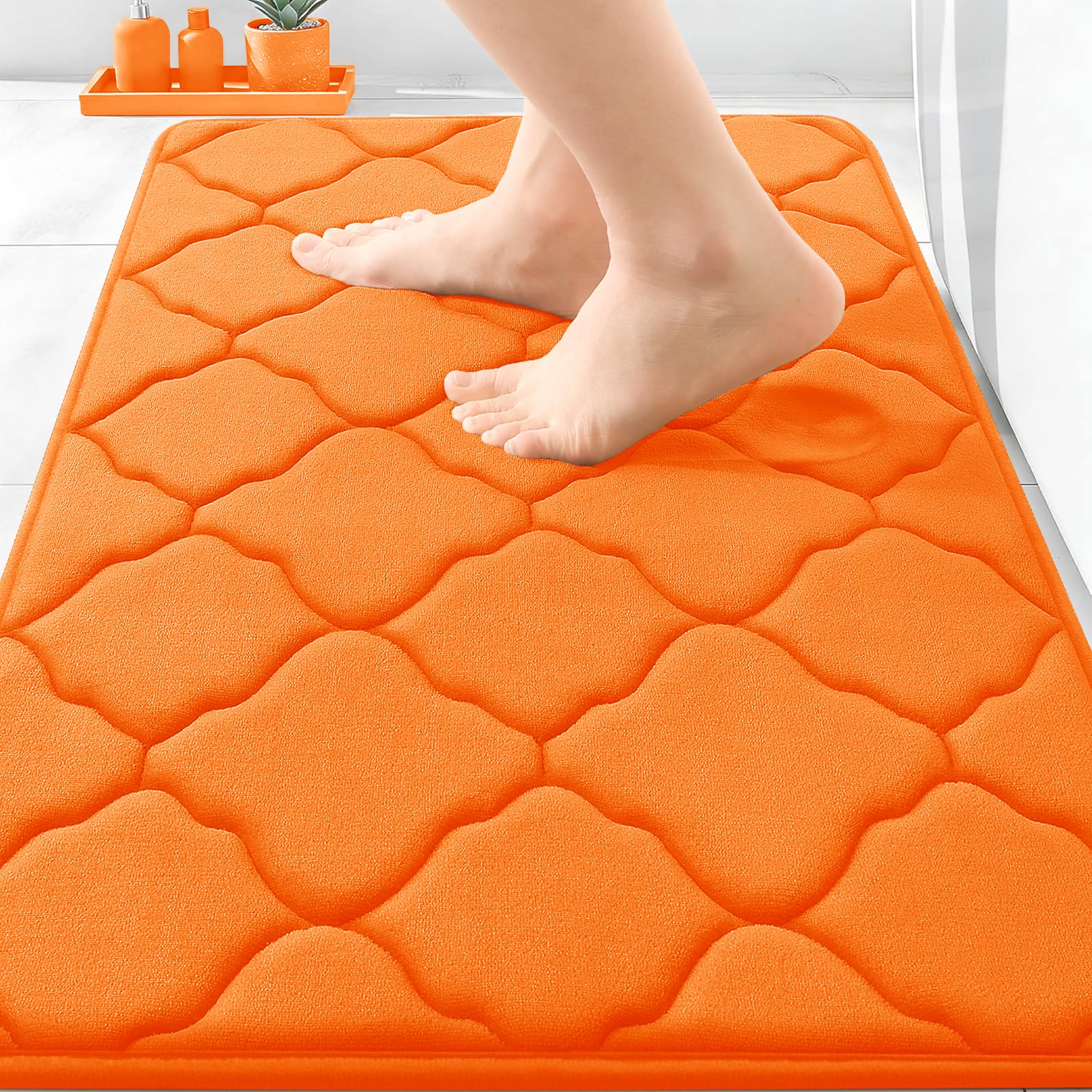 OLANLY Memory Foam Bath Mat Rug 24x16, Ultra Soft and Absorbent Bathroom Rugs, Non-Slip, Comfortable, Machine Washable Bath Carpet for Bathroom Floor, Tub, Shower and Home Decor Accessories, Black