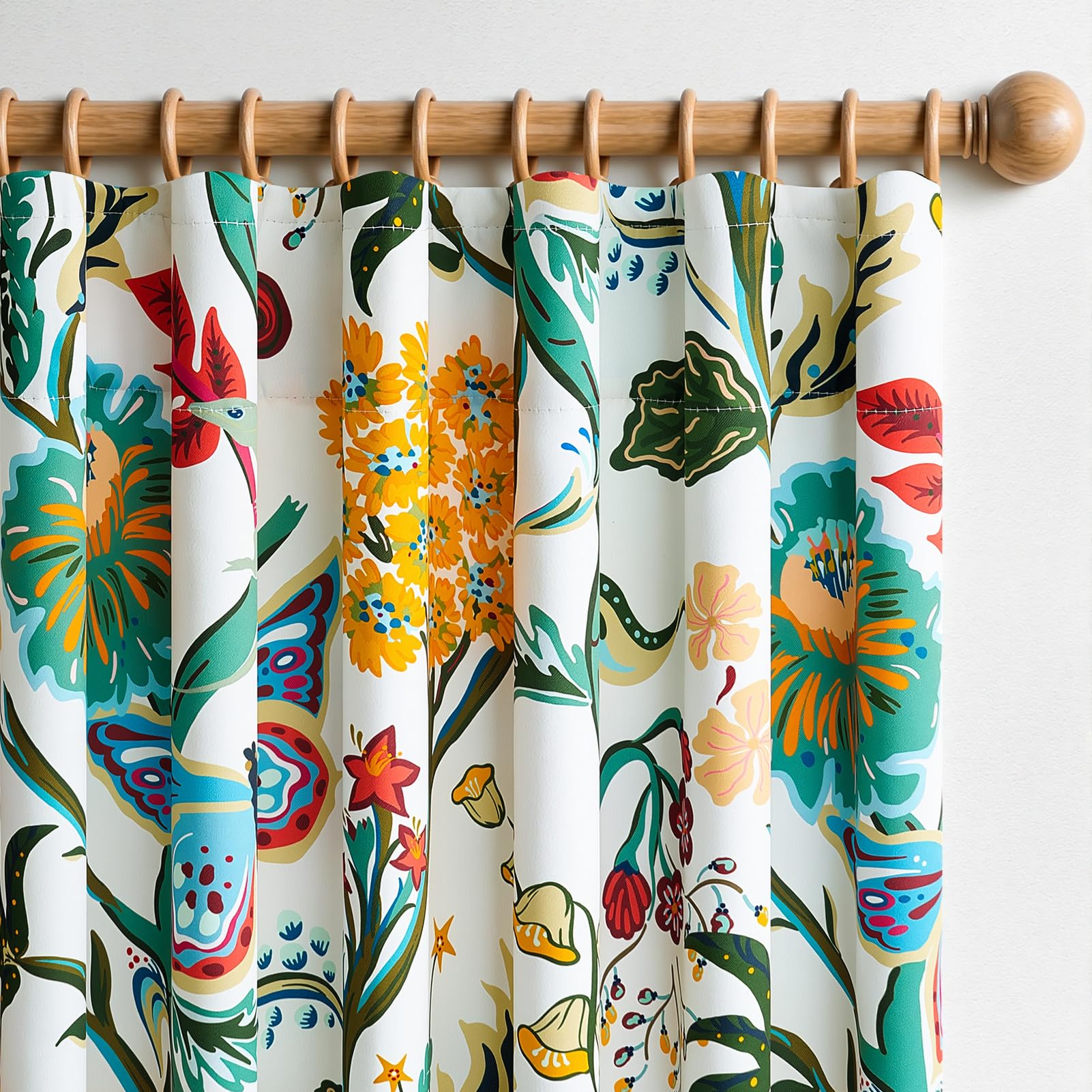 Topfinel Mustard Yellow Curtains 84 Inches Long 2 Panels for Bedroom Living Room Daffodil Butterfly Country Tropical Floral Drapes Vintage Farmhouse Light Filtering Privacy Window Curtain Blackout