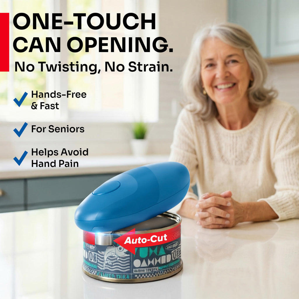 MUELLER HOME SmoothEdge Auto Electric Can Opener – Battery‑Operated One‑Touch w Magnet Lid Lifter – Portable Hands‑Free Automatic Can Openers for Seniors & Arthritis, Smooth‑Edge Cut Technology, Black