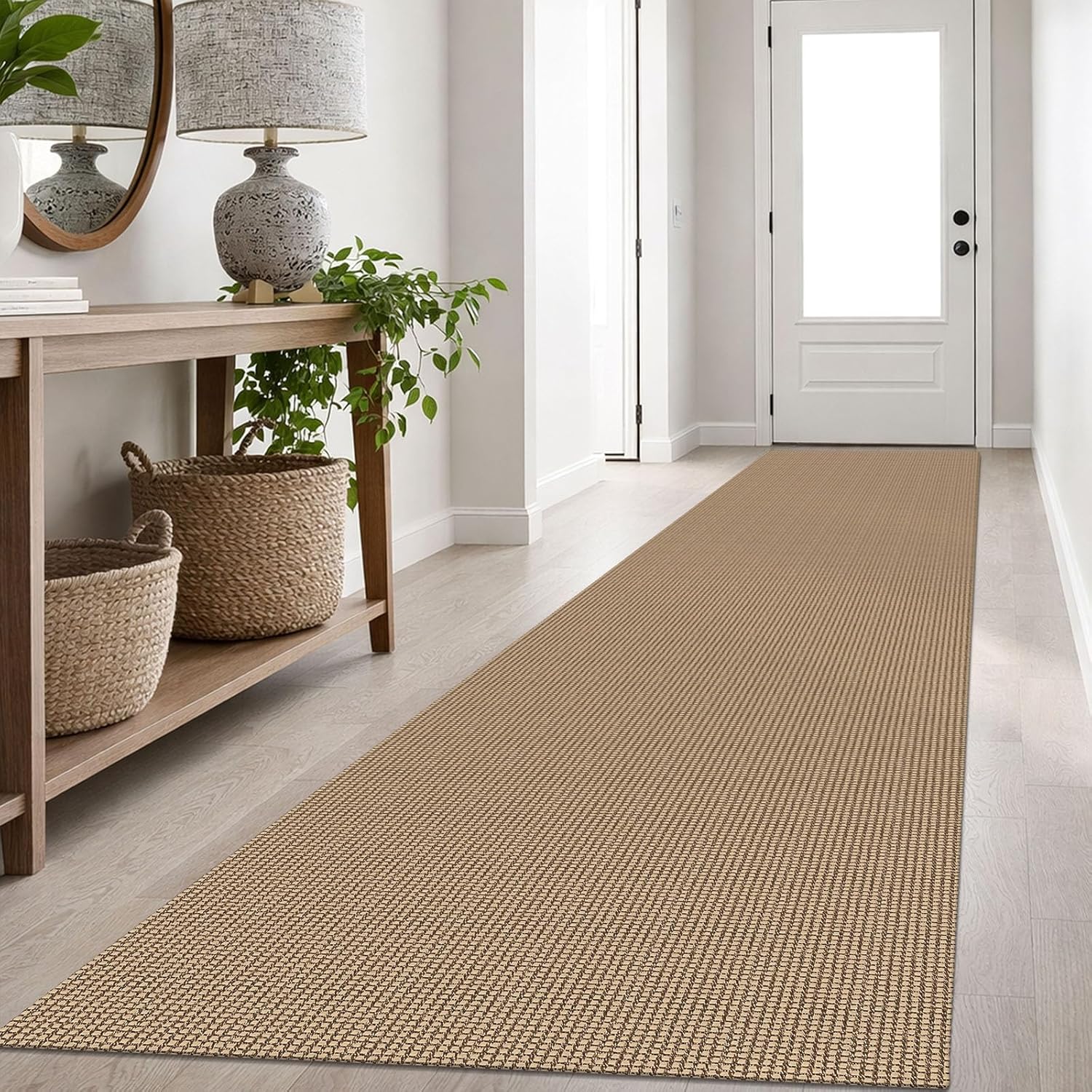 IOHOUZE Small Area Rug 2x3 Washable Woven Rugs for Entryway Non Slip Rubber Backed Kitchen Rugs Indoor Outdoor Doormat Throw Rug Floor Carpet for Entrance Front Door, Orange/Tan/Brown