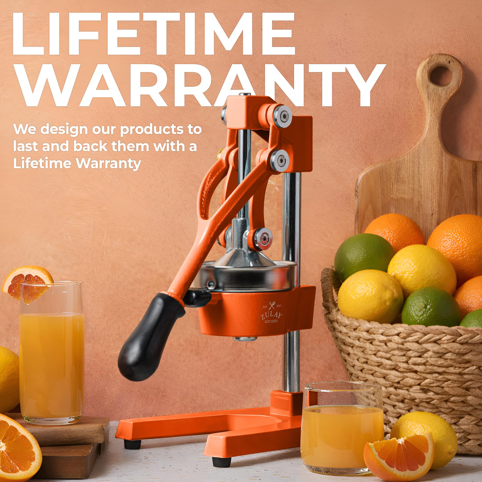 Zulay Kitchen Cast Iron Juicer - Easy-to-Clean Heavy-Duty Manual Juicer, Professional Citrus Juicer - Stainless Steel Lemon Squeezer - Manual Citrus Press & Orange Squeezer - Orange Juicer (Black)