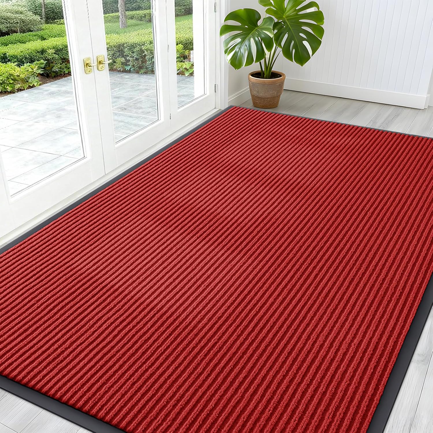 OLANLY Front Door Mat Indoor Outdoor Entrance, Waterproof Heavy Duty Doormat, Fade Resistant, Low Profile, Easy Clean Patio Porch Welcome Floor Mats for Entry, 29.5x17, Beige