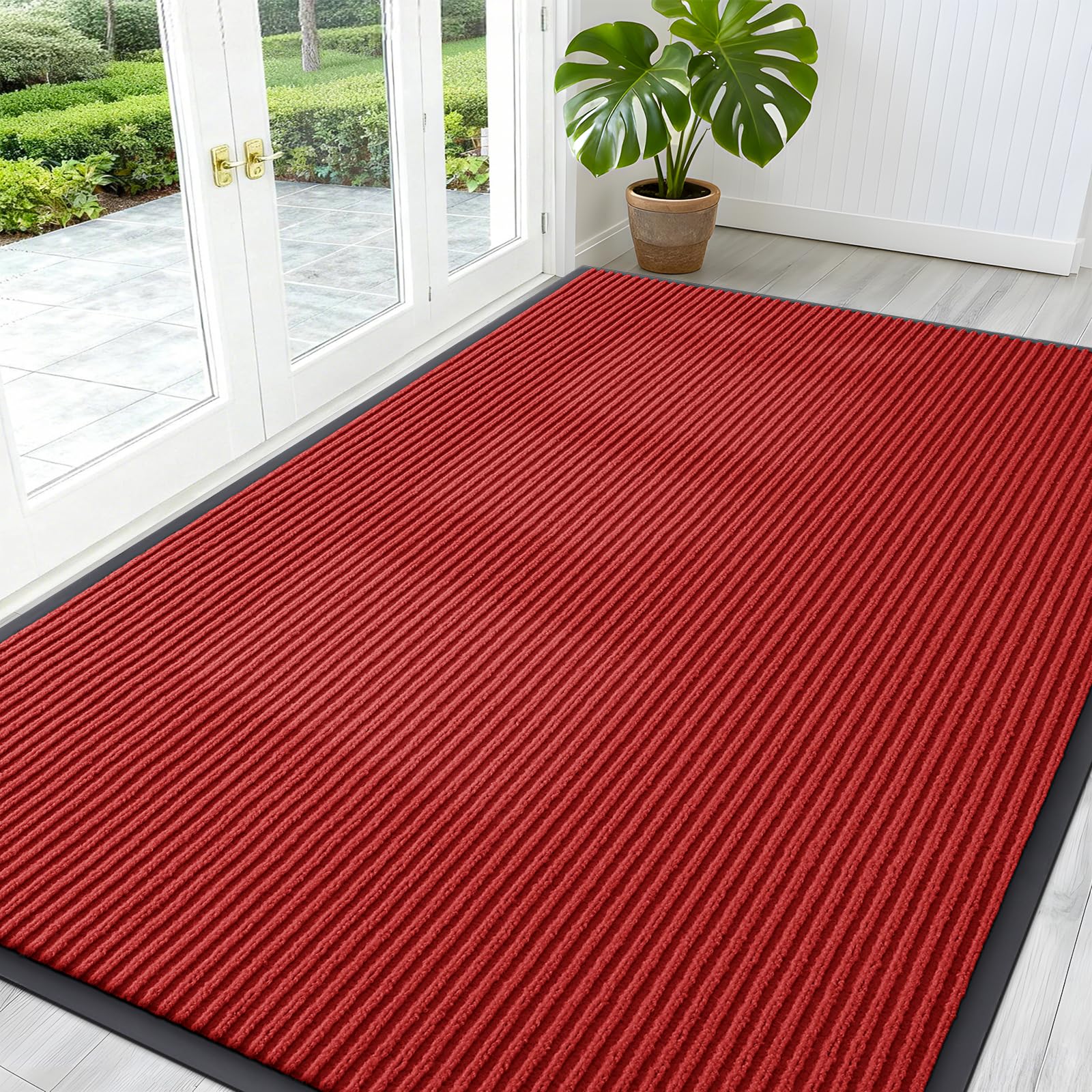 OLANLY Front Door Mat Indoor Outdoor Entrance, Waterproof Heavy Duty Doormat, Fade Resistant, Low Profile, Easy Clean Patio Porch Welcome Floor Mats for Entry, 29.5x17, Grey