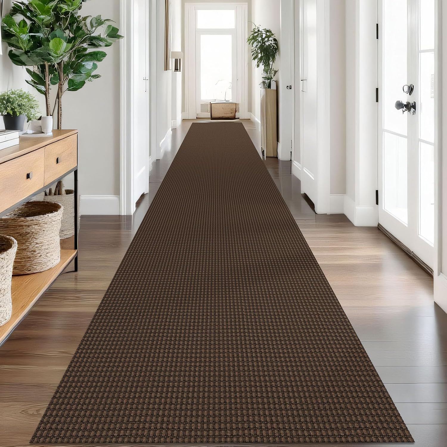 IOHOUZE Small Area Rug 2x3 Washable Woven Rugs for Entryway Non Slip Rubber Backed Kitchen Rugs Indoor Outdoor Doormat Throw Rug Floor Carpet for Entrance Front Door, Orange/Tan/Brown