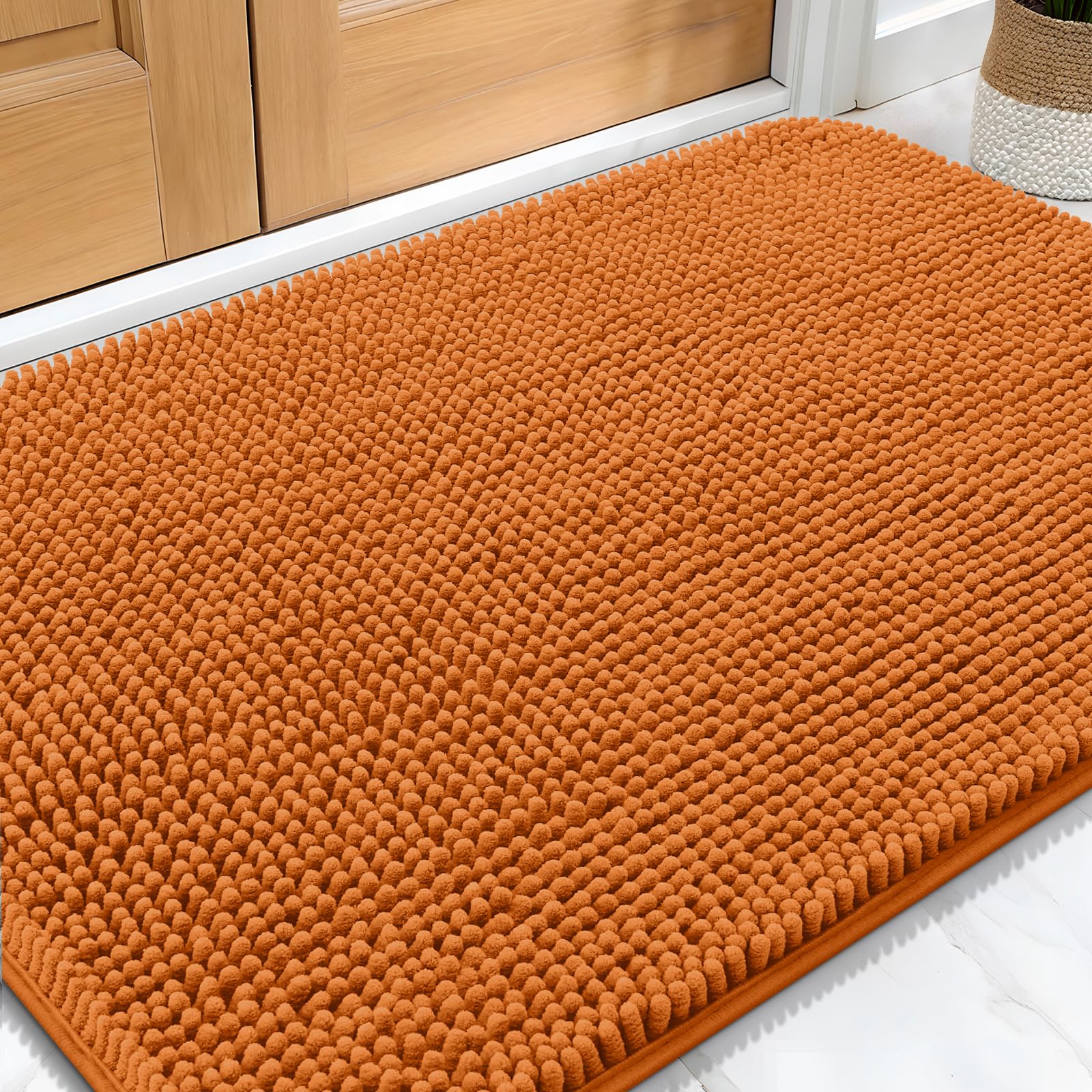 OLANLY Dog Door Mat for Muddy Paws 30x20, Absorbs Moisture and Dirt, Absorbent Non-Slip Washable Doormat, Quick Dry Chenille Mud Mat for Dogs, Entry Indoor Entryway Carpet for Inside Floor, Grey