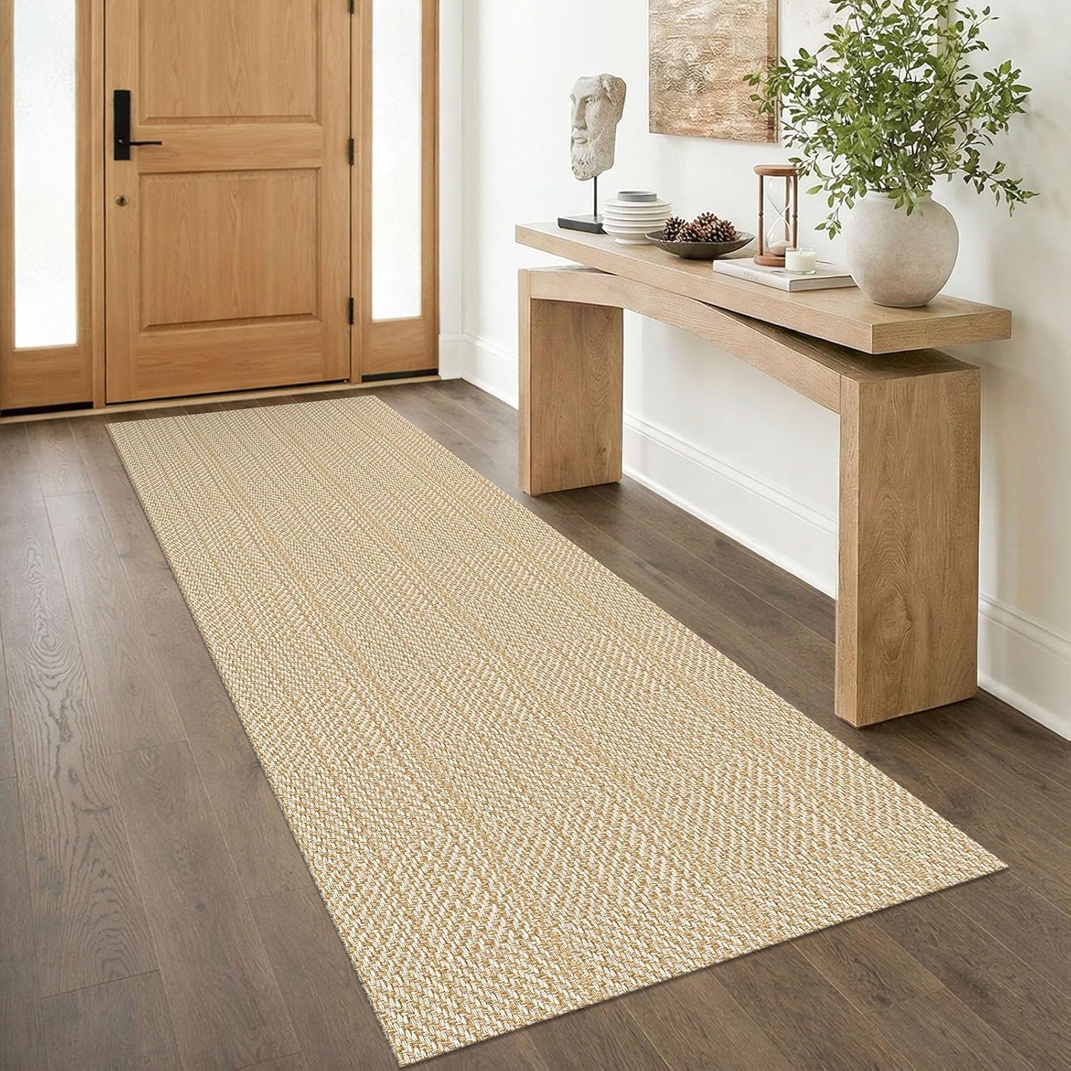 IOHOUZE Small Area Rug 2x3 Washable Woven Rugs for Entryway Non Slip Rubber Backed Kitchen Rugs Indoor Outdoor Doormat Throw Rug Floor Carpet for Entrance Front Door, Orange/Tan/Brown