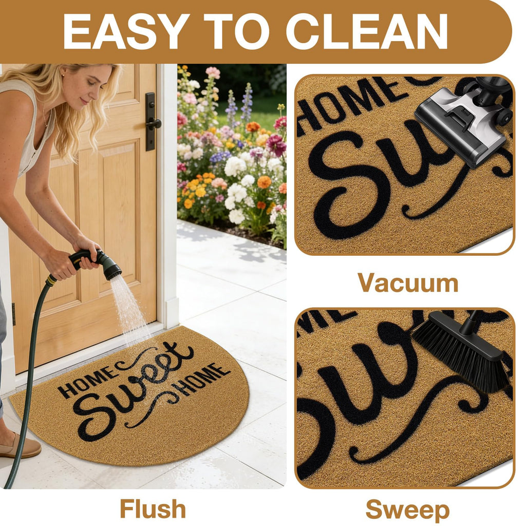 OLANLY Front Door Mat, Low Profile Doormat, Stain and Fade Resistant, Easy to Clean, for Indoor and Outdoor Entrances, Patio Porch or Entryway, Brown (30x17 Inch, Home Sweet Home)