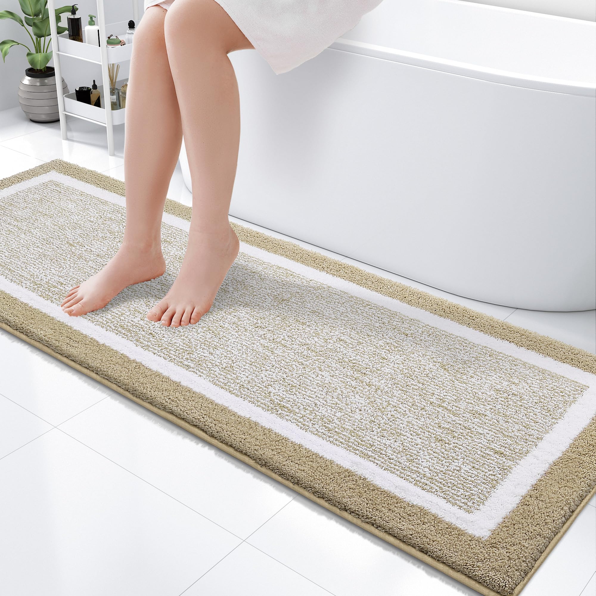 OLANLY Small Bathroom Rugs 24x16, Extra Soft and Absorbent Microfiber Bath Rugs, Non-Slip, Machine Washable, Quick Dry Shaggy Bath Carpet, Bath Mats for Bathroom Floor, Tub, Shower, Grey