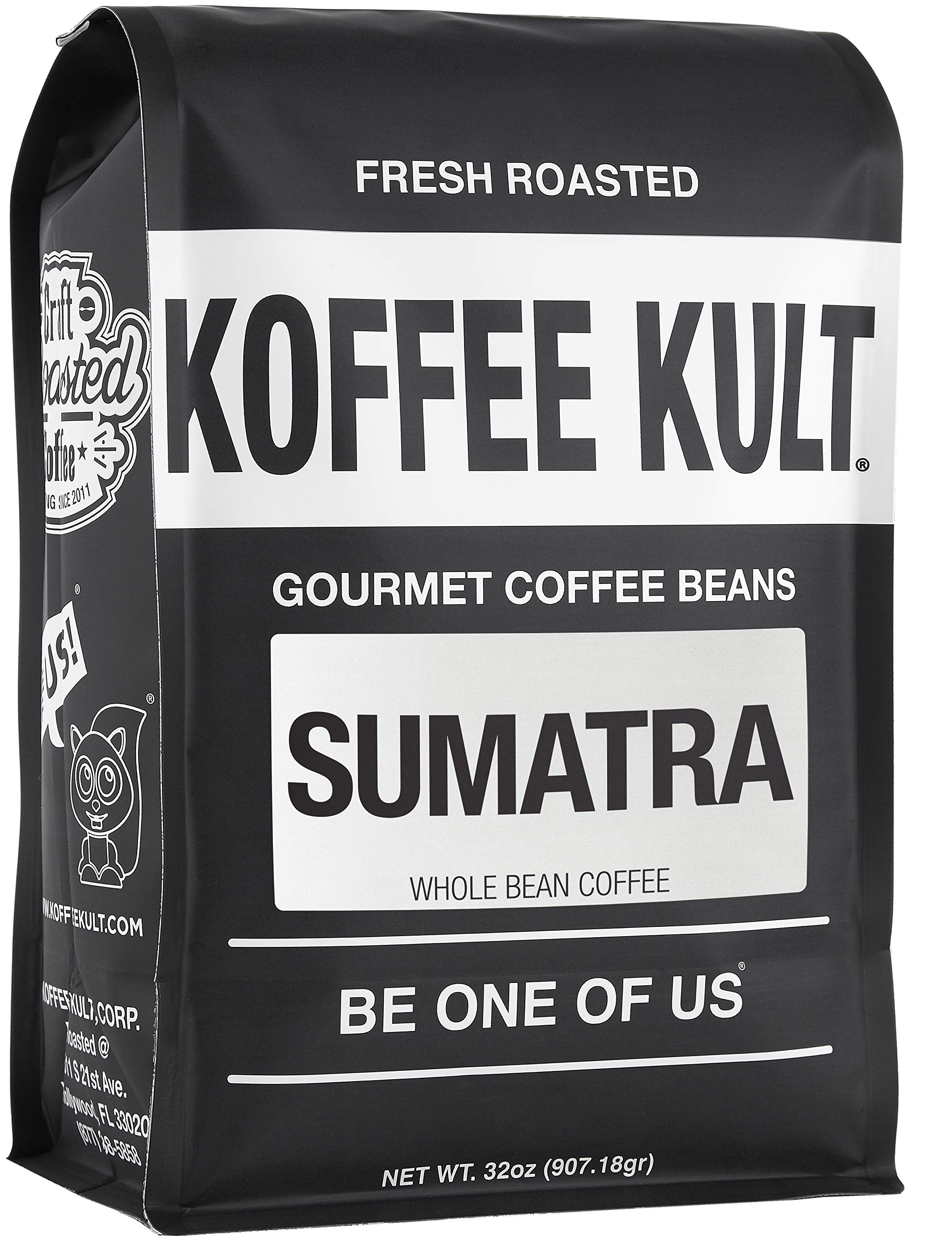Koffee Kult Dark Roast Whole Bean Coffee - Small Batch 100% Arabica Gourmet Blend, Smooth and Well Balanced Artisan Roasted in 32oz Resealable Package
