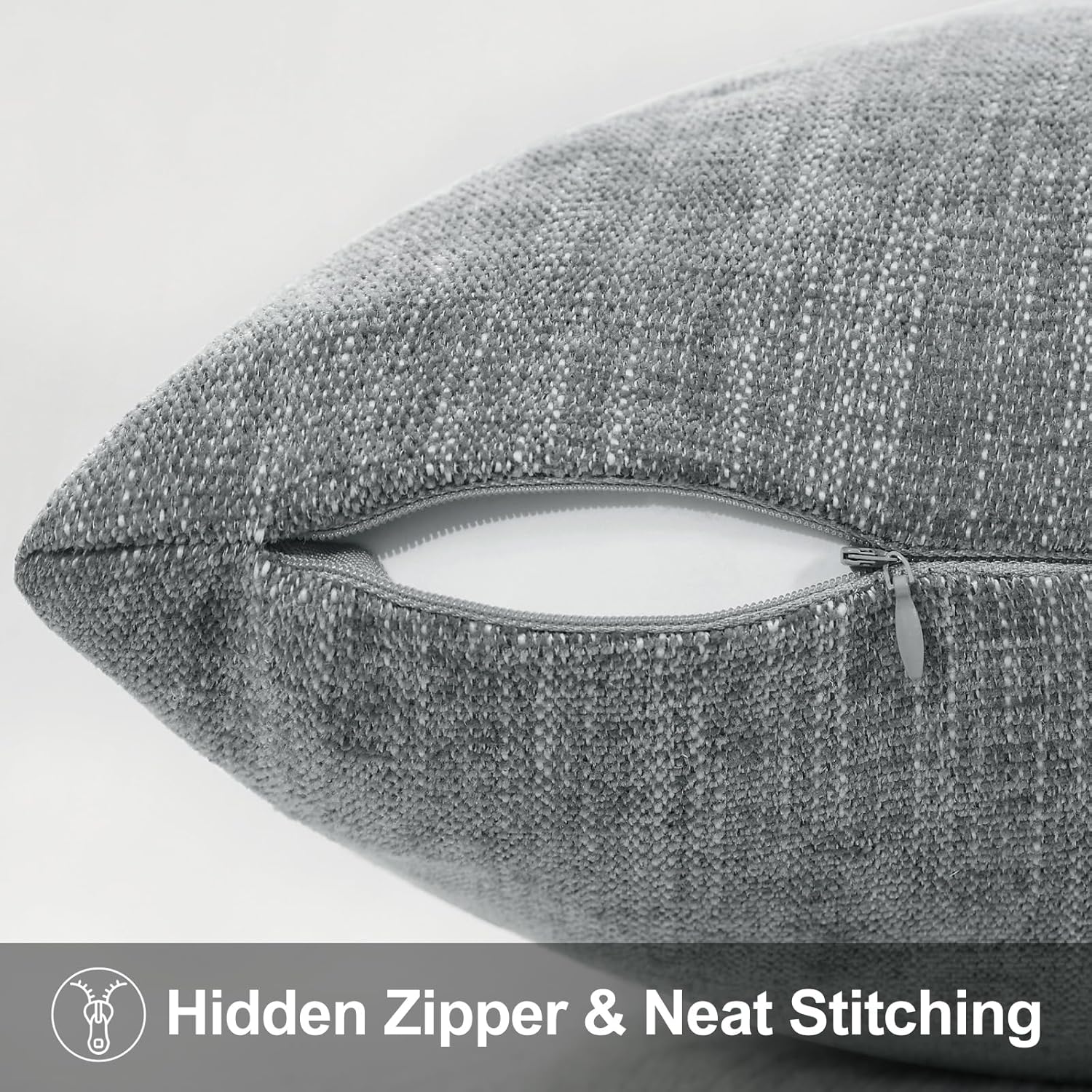 Grey Chenille Throw Pillow Covers