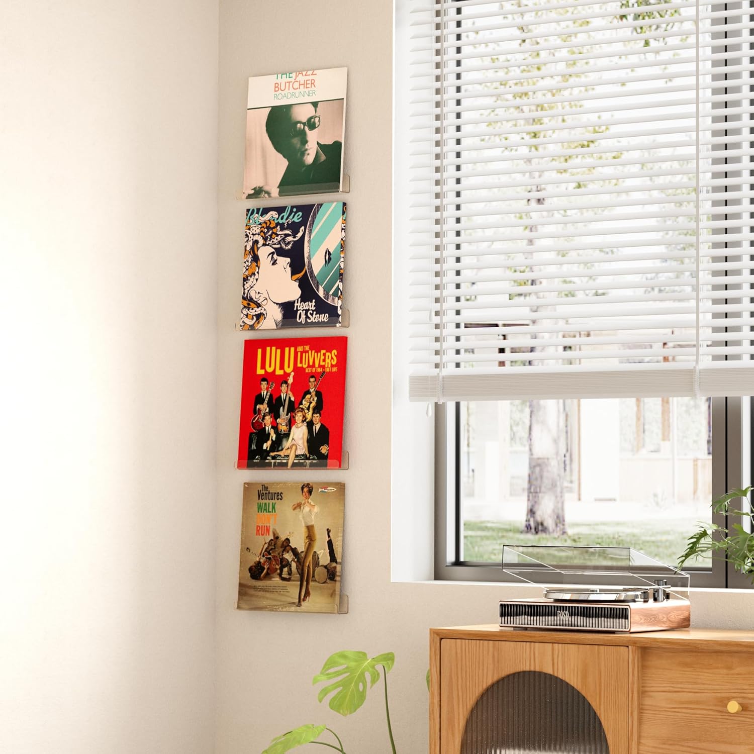 upsimples 8 Pack Vinyl Record Wall Mount Shelves, 12" Vinyl Holder for Album Record Storage & Display, Clear Acrylic Floating Shelves for Wall Decor, Kids Bookshelf, Magazine Rack, Picture Ledge | Vinyl Holder, Album Record Storage, Display, Wall Decor, K