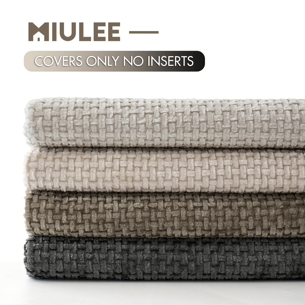 MIULEE Pack of 4 Couch Throw Pillow Covers 18x18 Inch Neutral Blue Soft Decorative Chenille Pillow Covers Farmhouse Accent Cushion Covers for Boho Western Spring Coastal Decor Sofa Bed Living Room