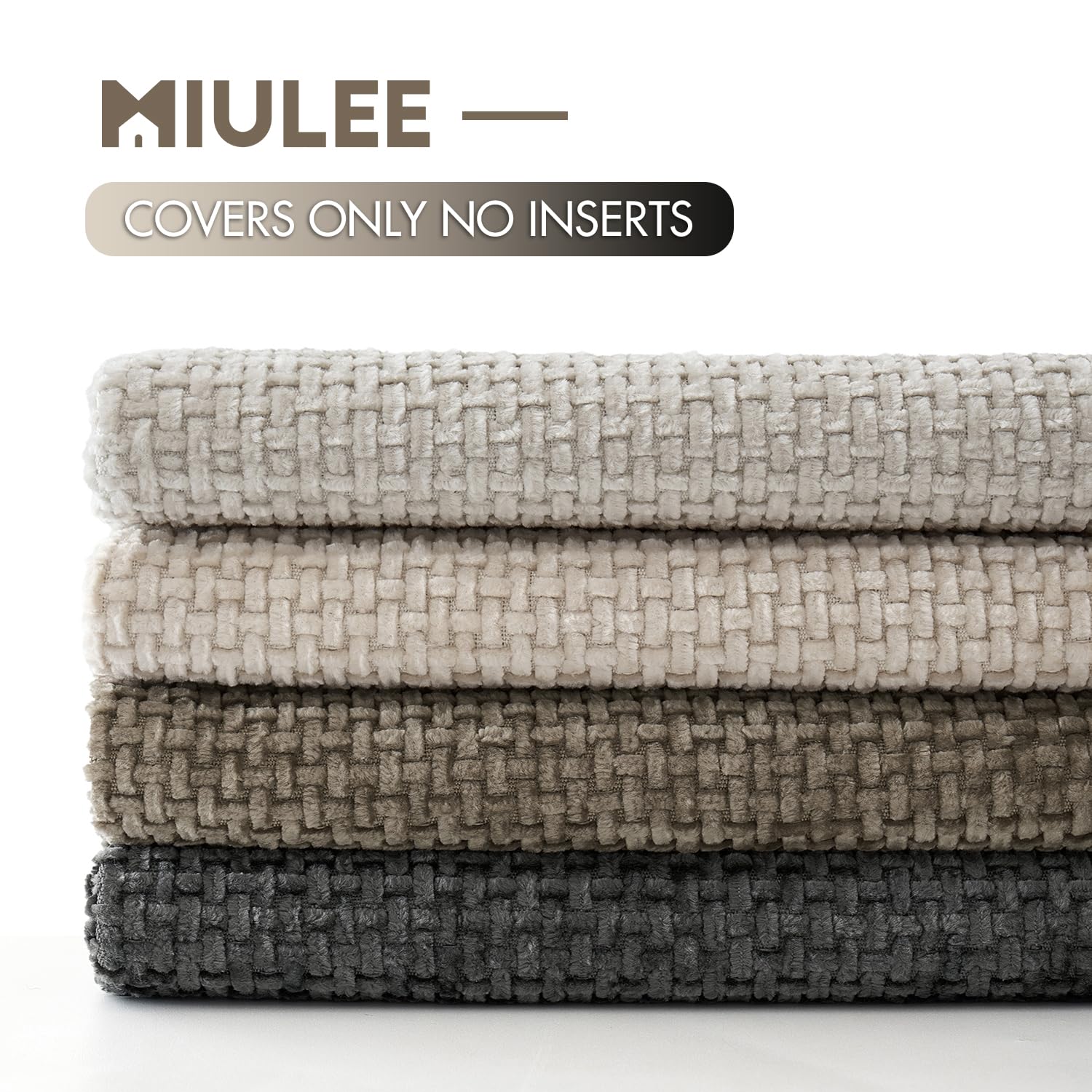 MIULEE Pack of 4 Couch Throw Pillow Covers 18x18 Inch Neutral Blue Soft Decorative Chenille Pillow Covers Farmhouse Accent Cushion Covers for Boho Western Spring Coastal Decor Sofa Bed Living Room