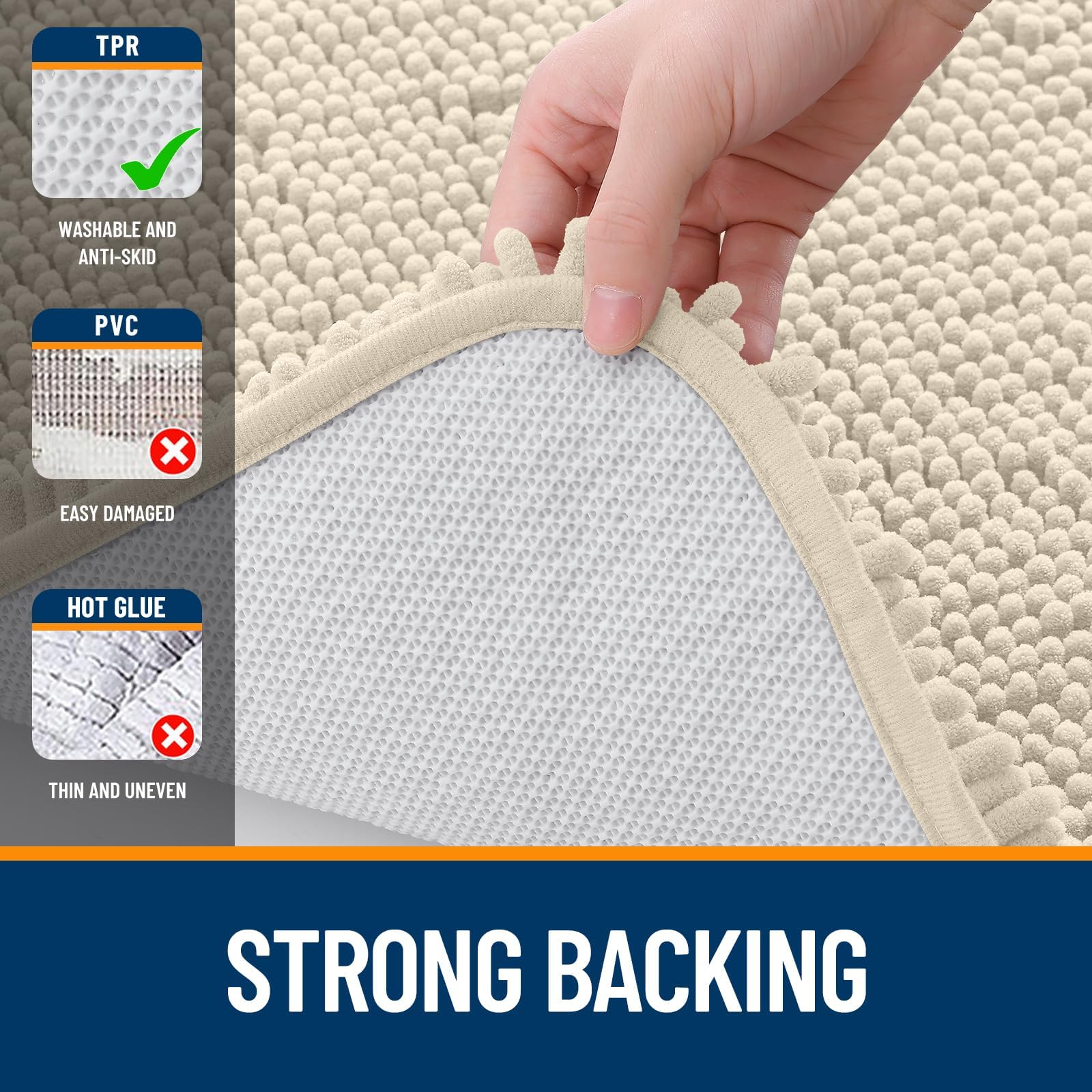 OLANLY Bathroom Rugs Sets 3 Piece, Soft Absorbent Chenille Bath Mats and U-Shaped Contour Toilet Rug, Quick Dry, Home Decor Accessories, Bath Mat Set for Bathroom (30"x20"+24"x16"+24"x20", Grey)