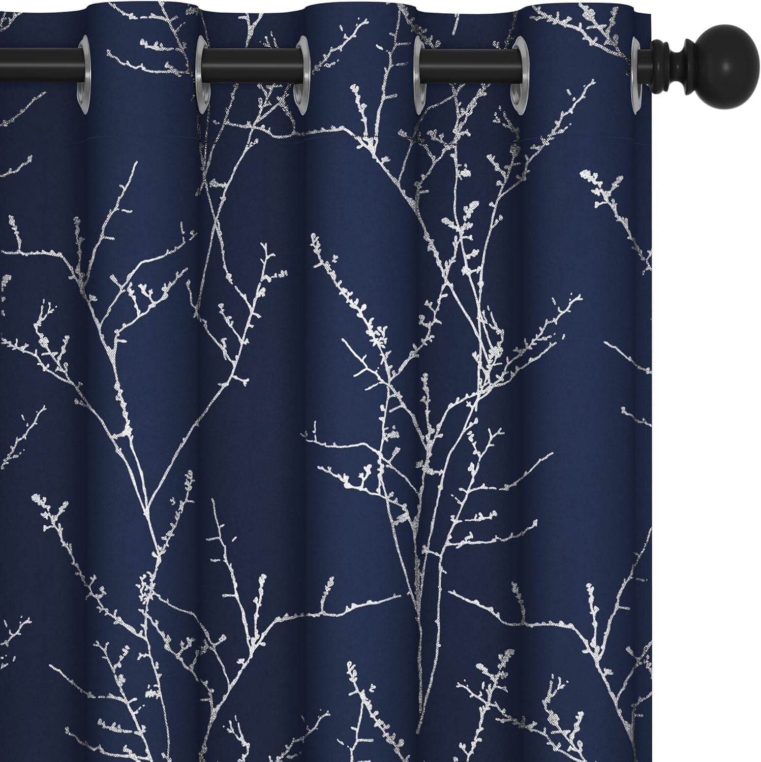 Deconovo Blackout Curtains, Grey Curtain, Thermal Insulated Soundproof Curtain Drapes, Wave Dot Foil Print, 52 x 84 Inch, 2 Panels, Machine‑Washable Privacy Window Drape for Bedroom Living Room Office