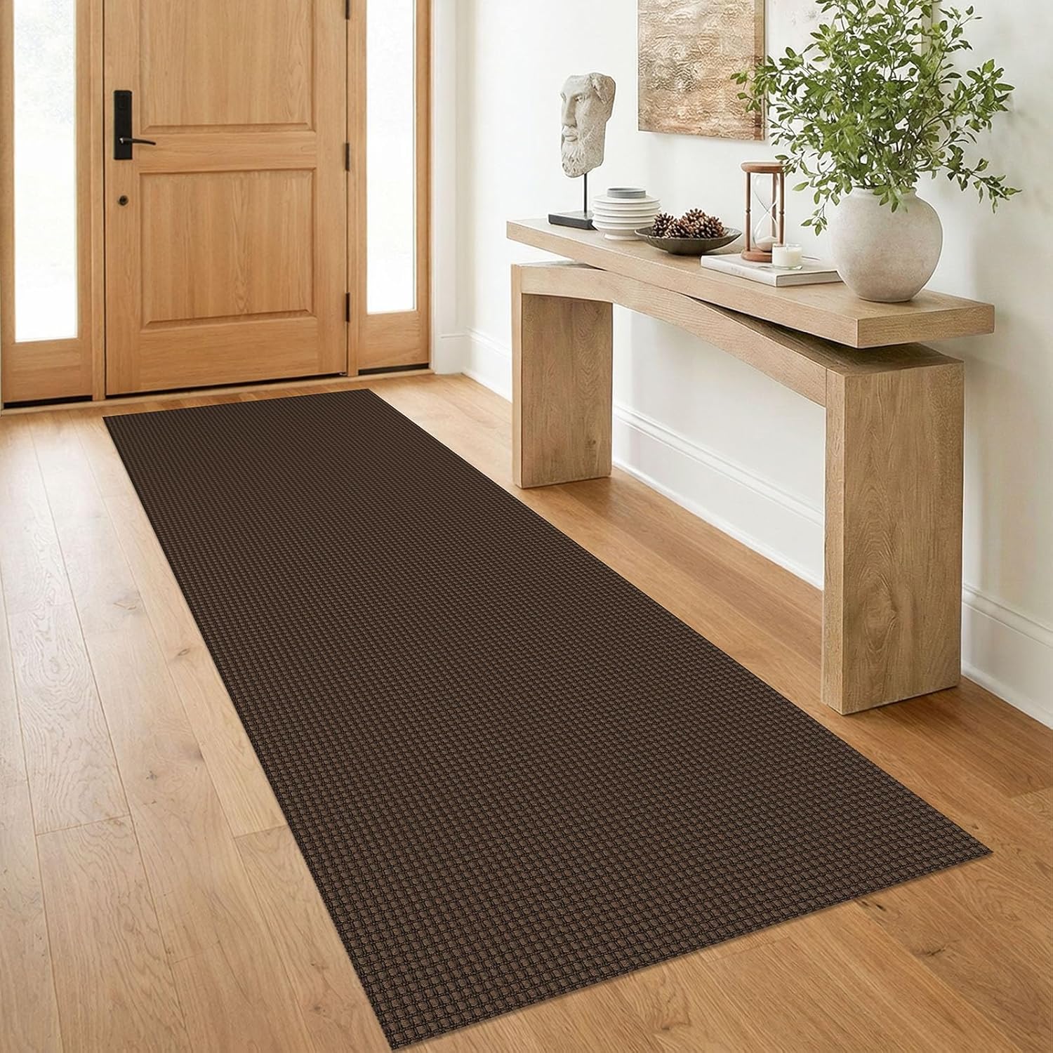IOHOUZE Small Area Rug 2x3 Washable Woven Rugs for Entryway Non Slip Rubber Backed Kitchen Rugs Indoor Outdoor Doormat Throw Rug Floor Carpet for Entrance Front Door, Orange/Tan/Brown