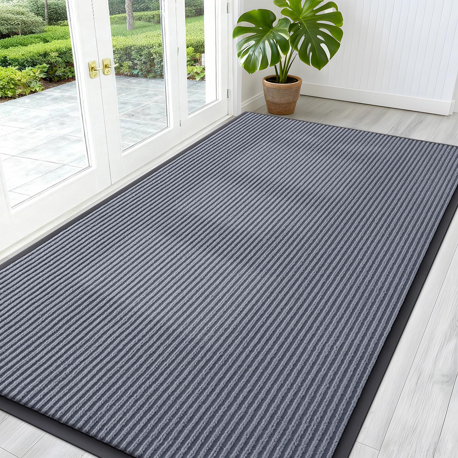 OLANLY Front Door Mat Indoor Outdoor Entrance, Waterproof Heavy Duty Doormat, Fade Resistant, Low Profile, Easy Clean Patio Porch Welcome Floor Mats for Entry, 29.5x17, Grey